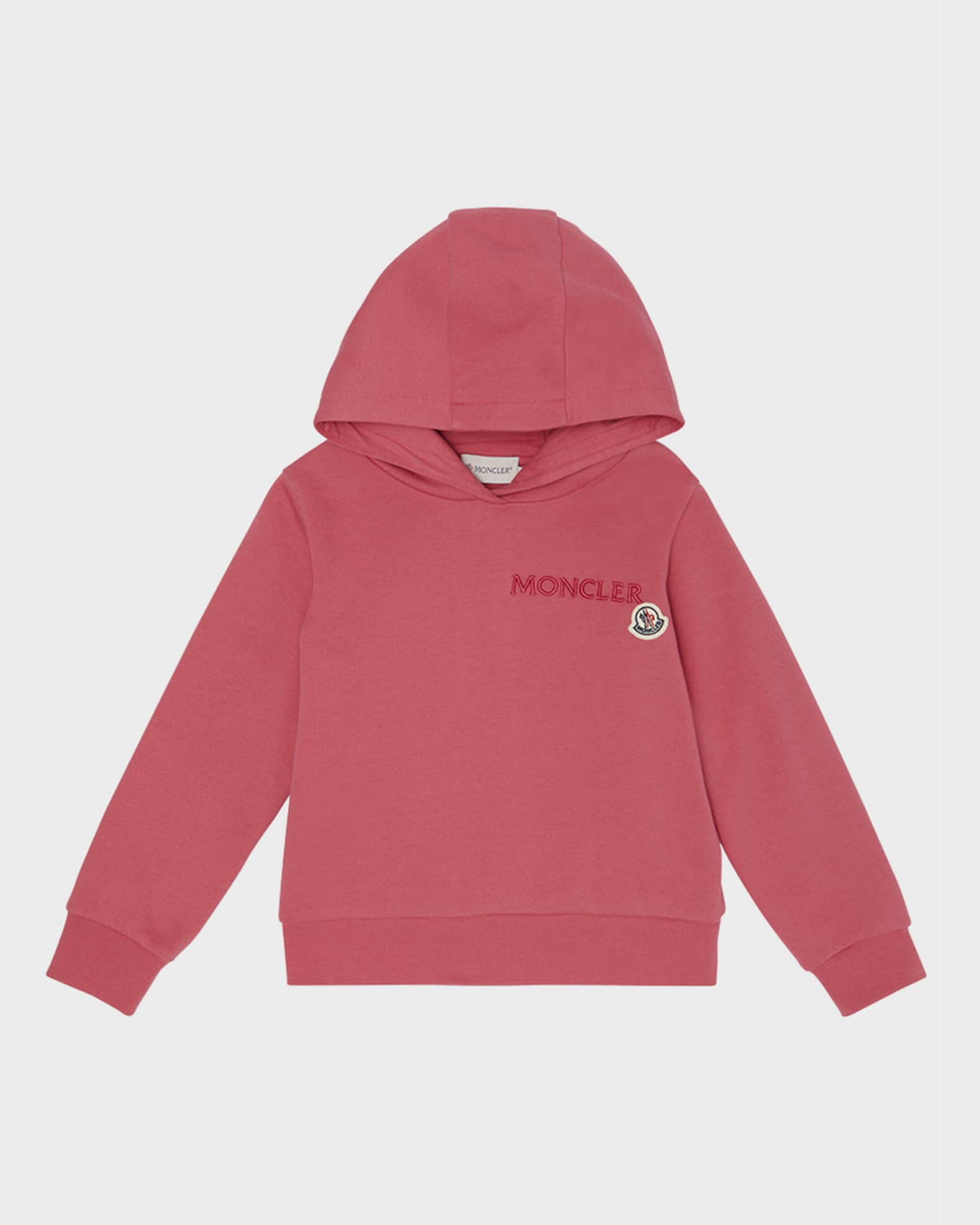 Moncler Girl's Embroidered Logo Appliqué Hoodie, Size 4-6 | Neiman