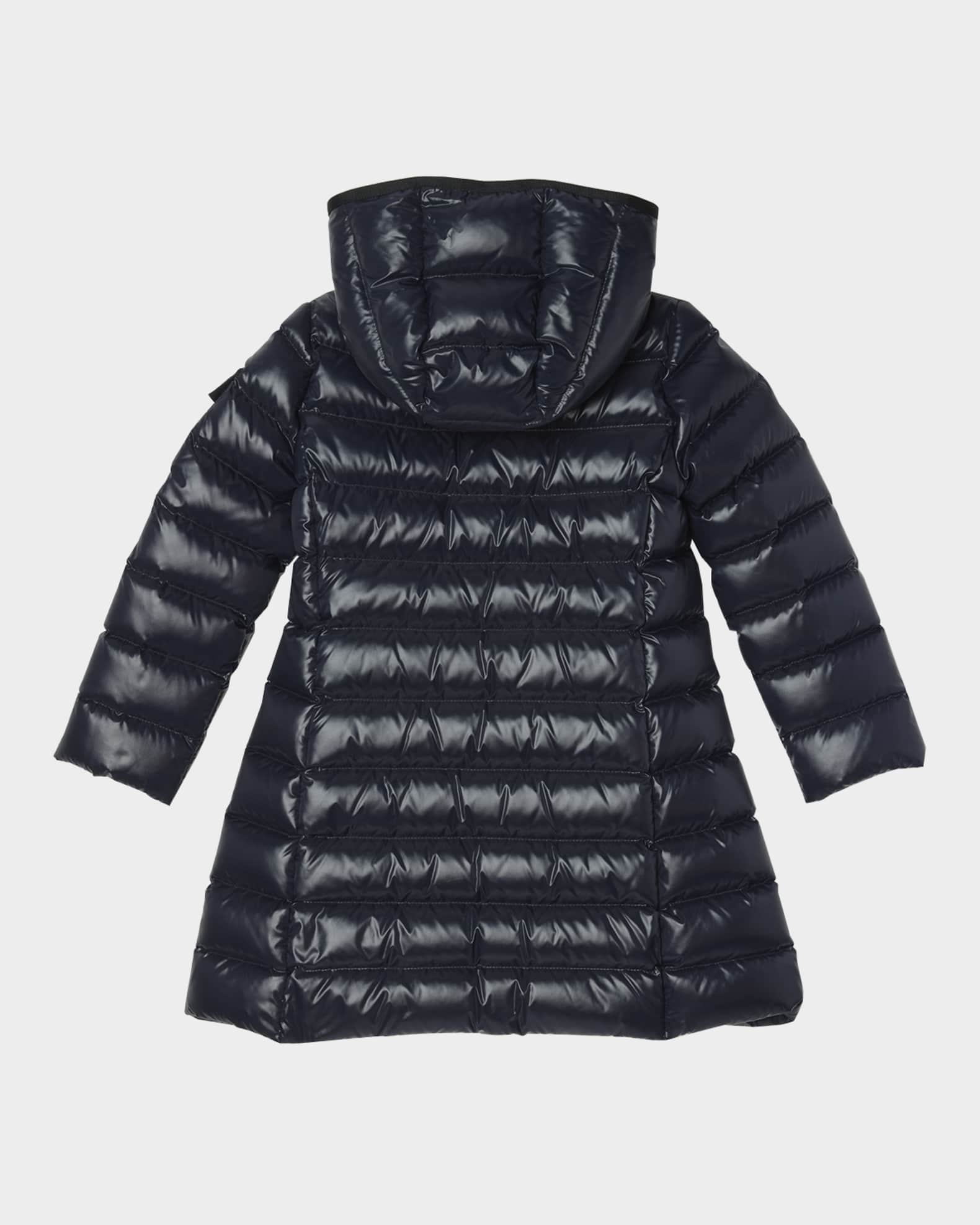 Moncler Girl's Moka Long Down Coat, Size 4-6 | Neiman Marcus