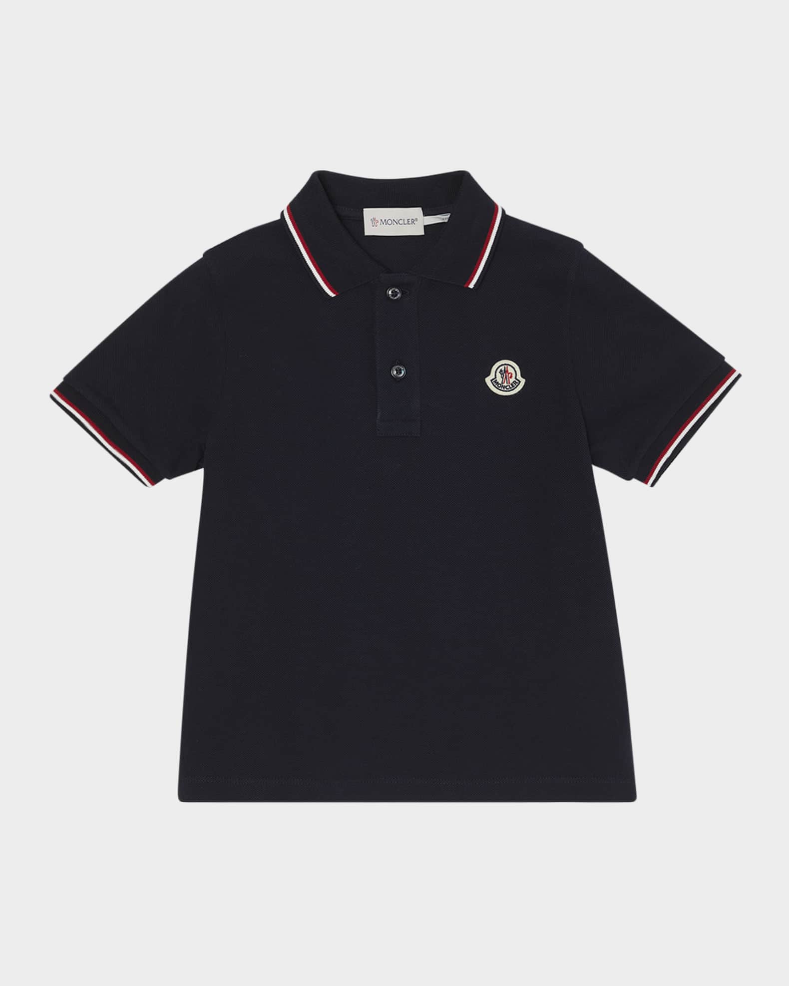 トップス MONCLER POLO SHIRT Boy's Tricolor-Trim Short-Sleeve Polo Shirt | Neiman Marcus