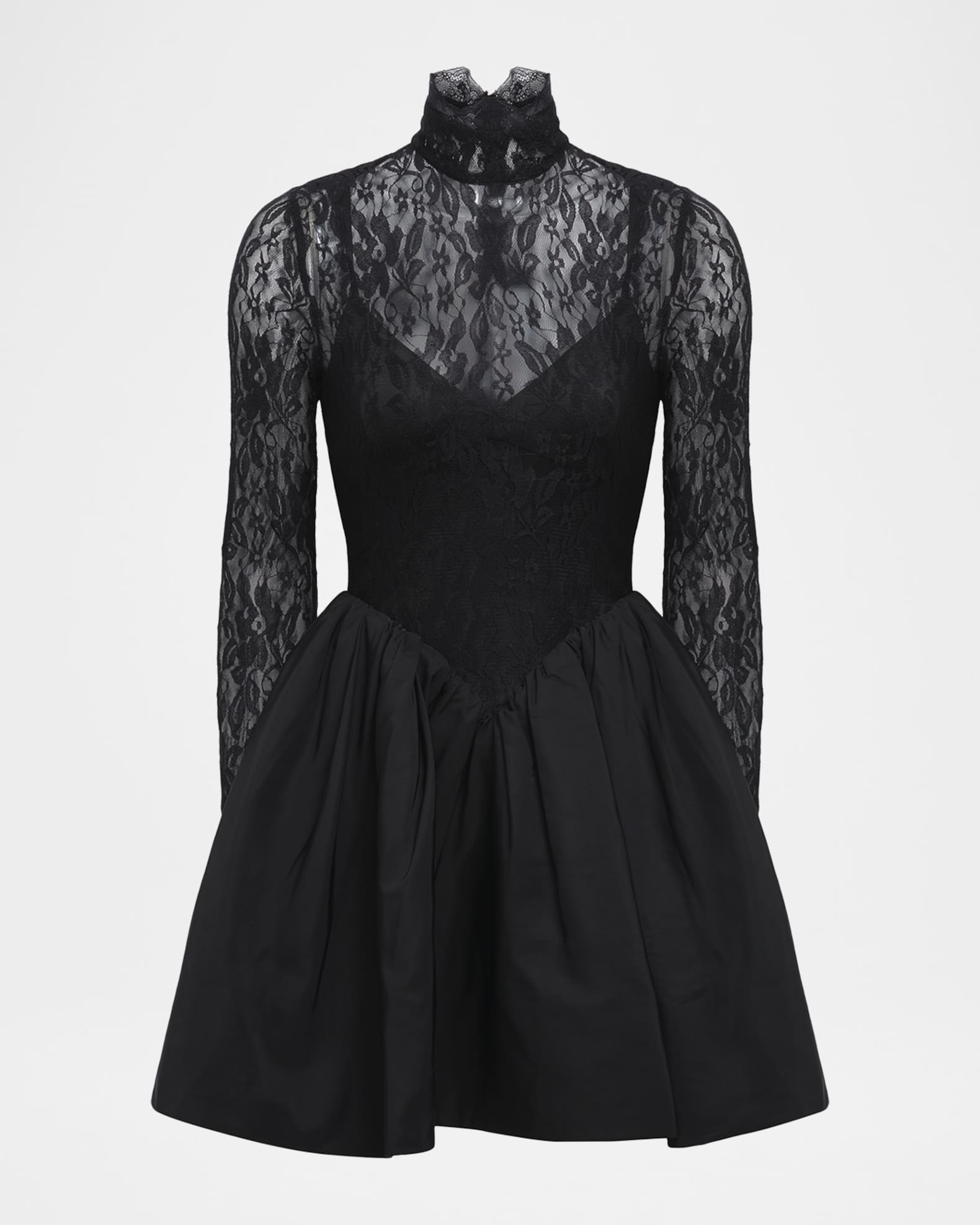 chinese dress ladies BCBGMAXAZRIA Black Lace-Trim Midi Dress – Runway Catalog main image 0