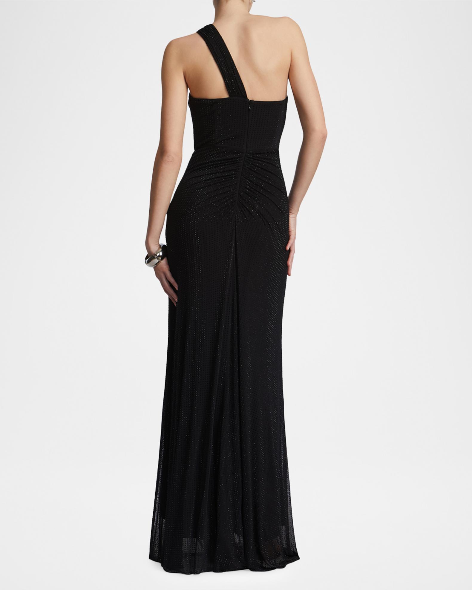 BCBGMAXAZRIA Twist Hot-Fix One-Shoulder Gown | Neiman Marcus