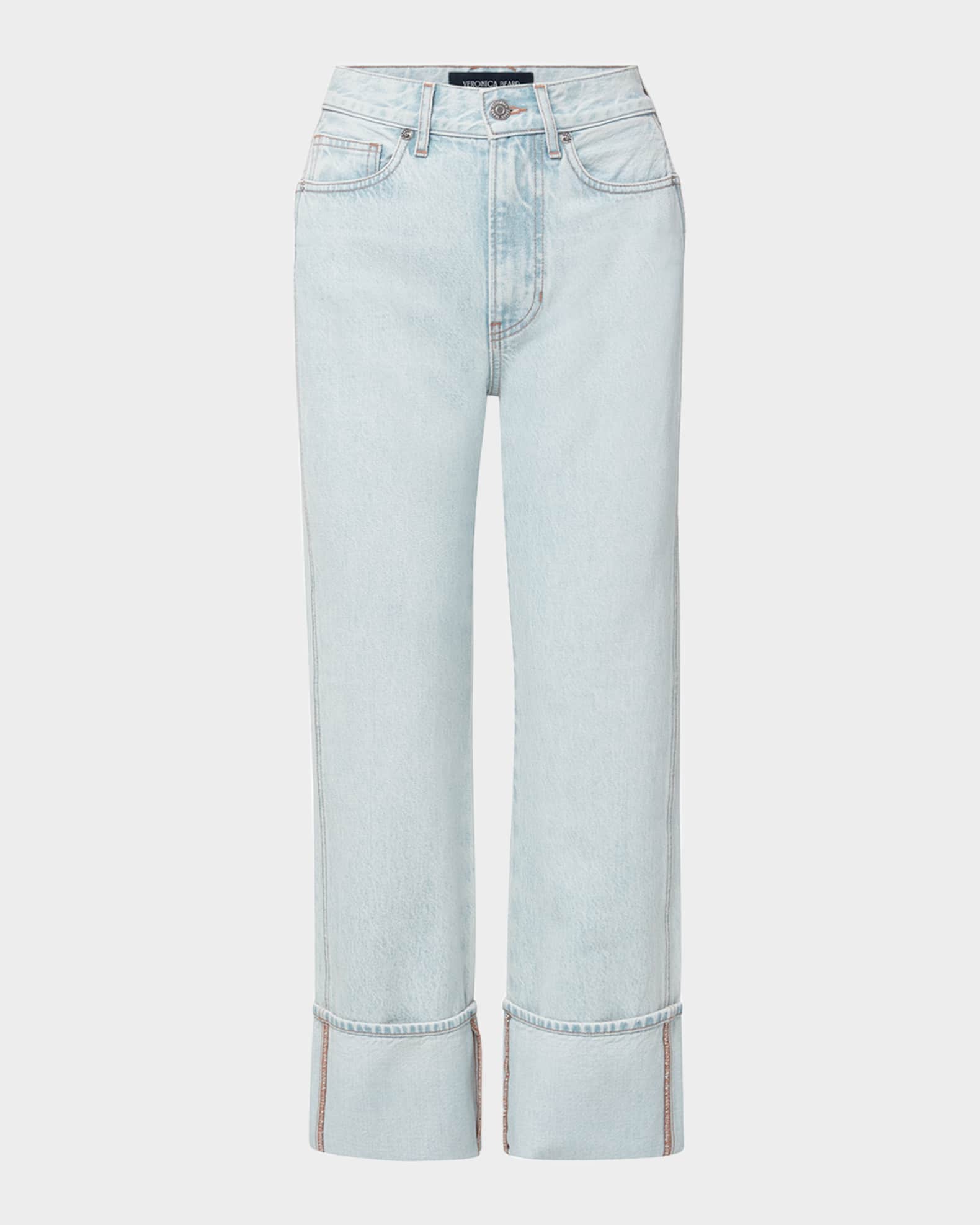 Veronica Beard Dylan High-Rise Straight Cuffed Ankle Jeans
