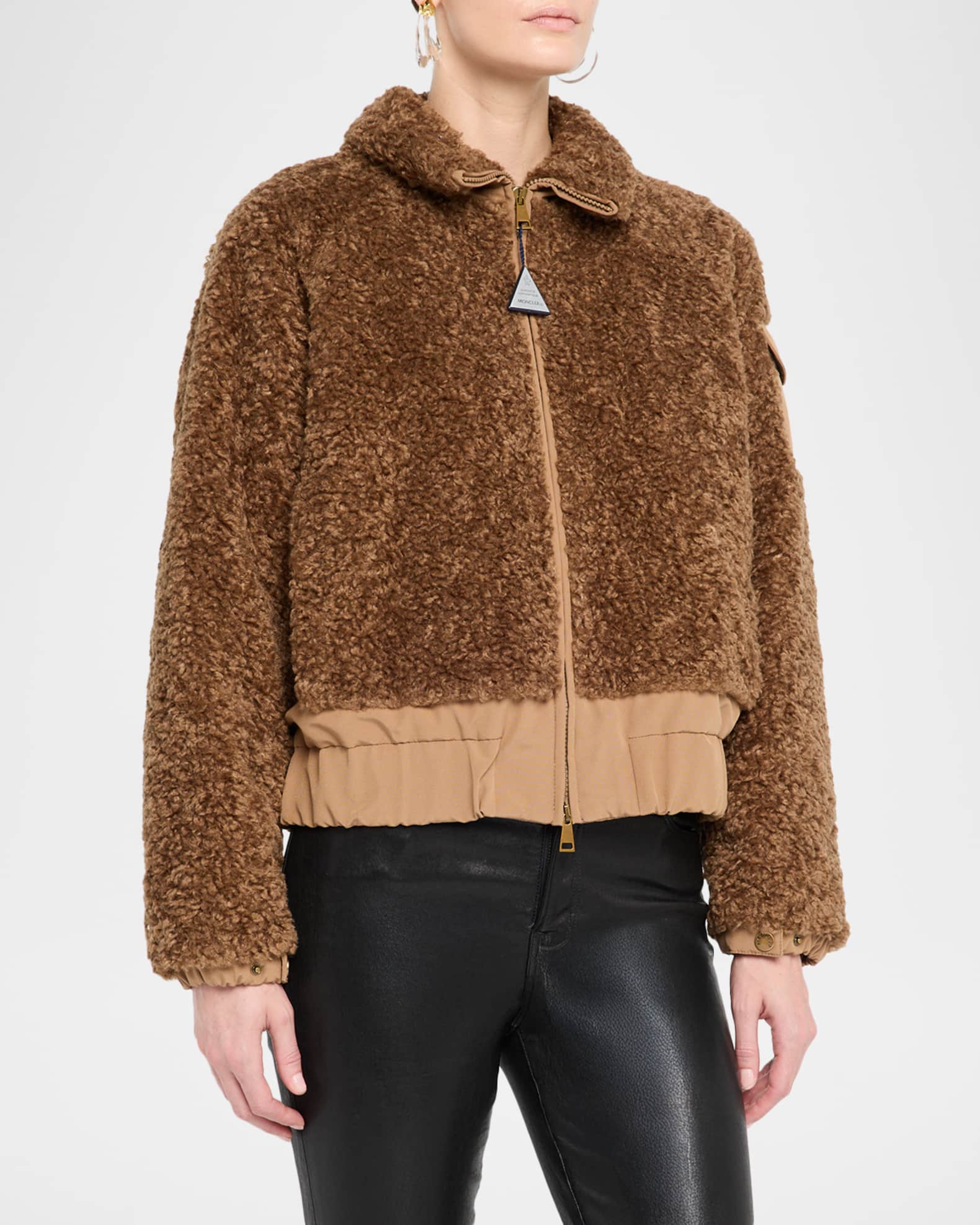 Moncler Coligny Teddy Short Down Jacket | Neiman Marcus