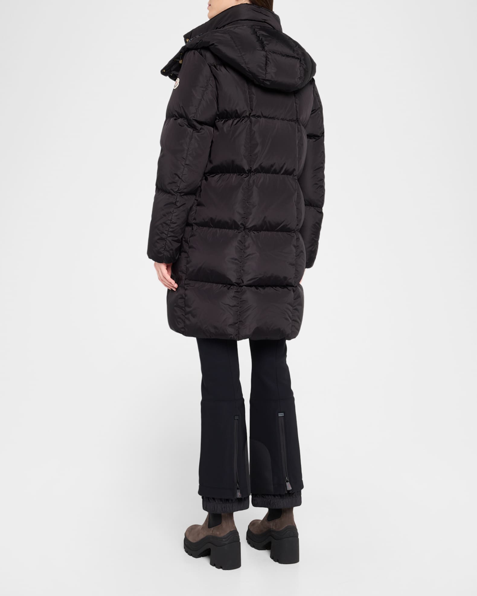 Moncler Litte Long Down Puffer Coat with Detachable Hood | Neiman