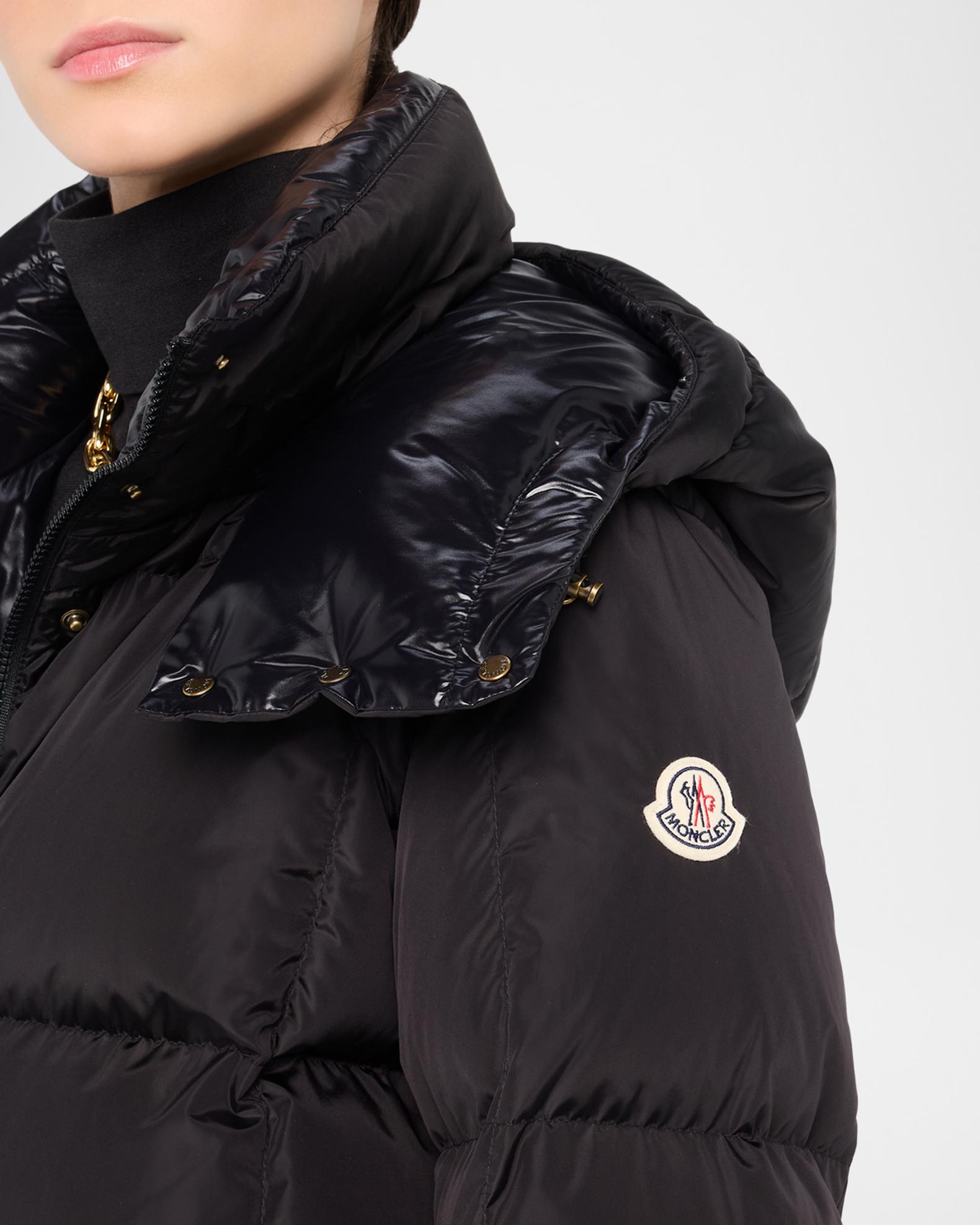 Moncler Litte Long Down Puffer Coat with Detachable Hood | Neiman 