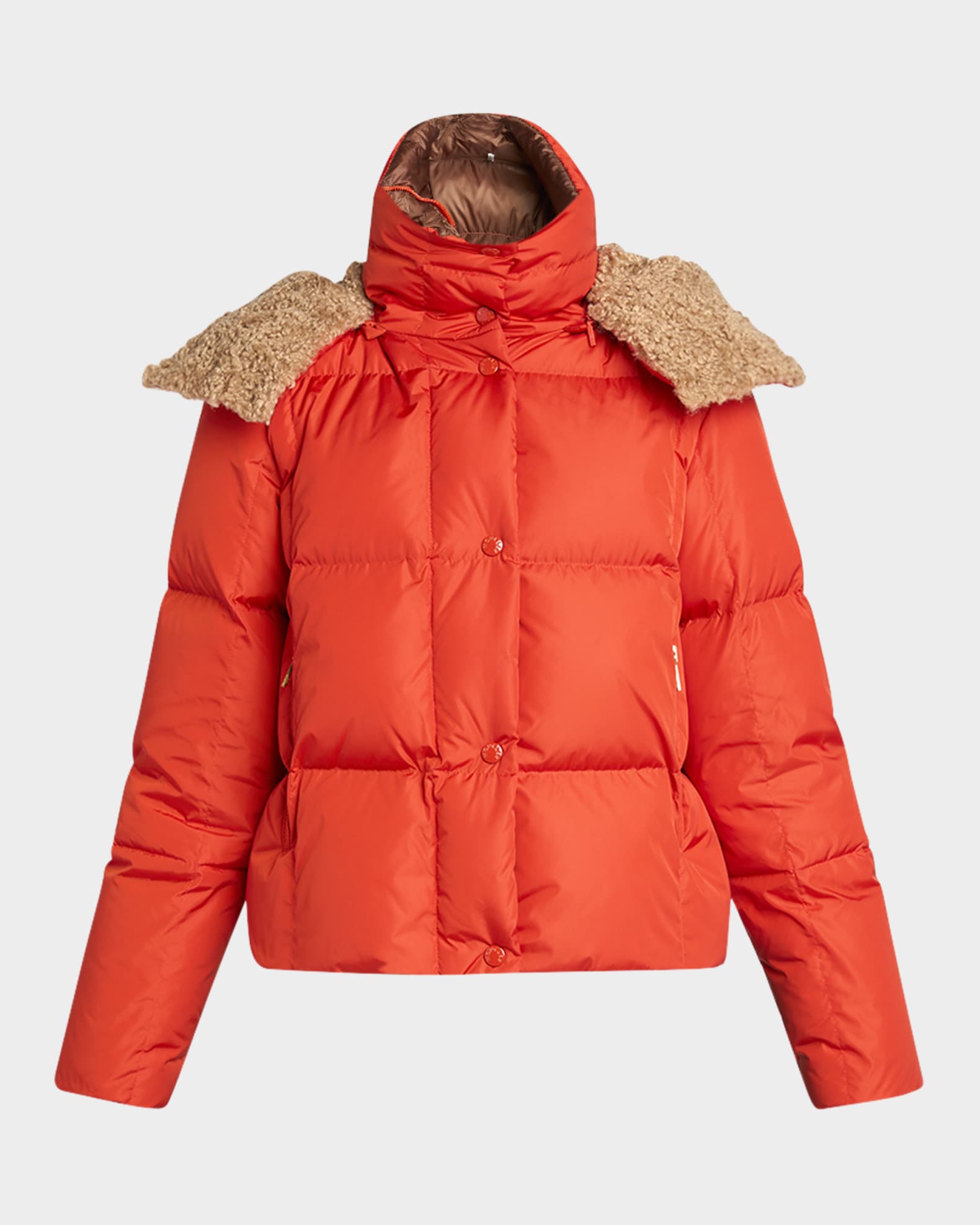 Castelnou Square-Quilted Short Down Jacket with Detachable Hood 0