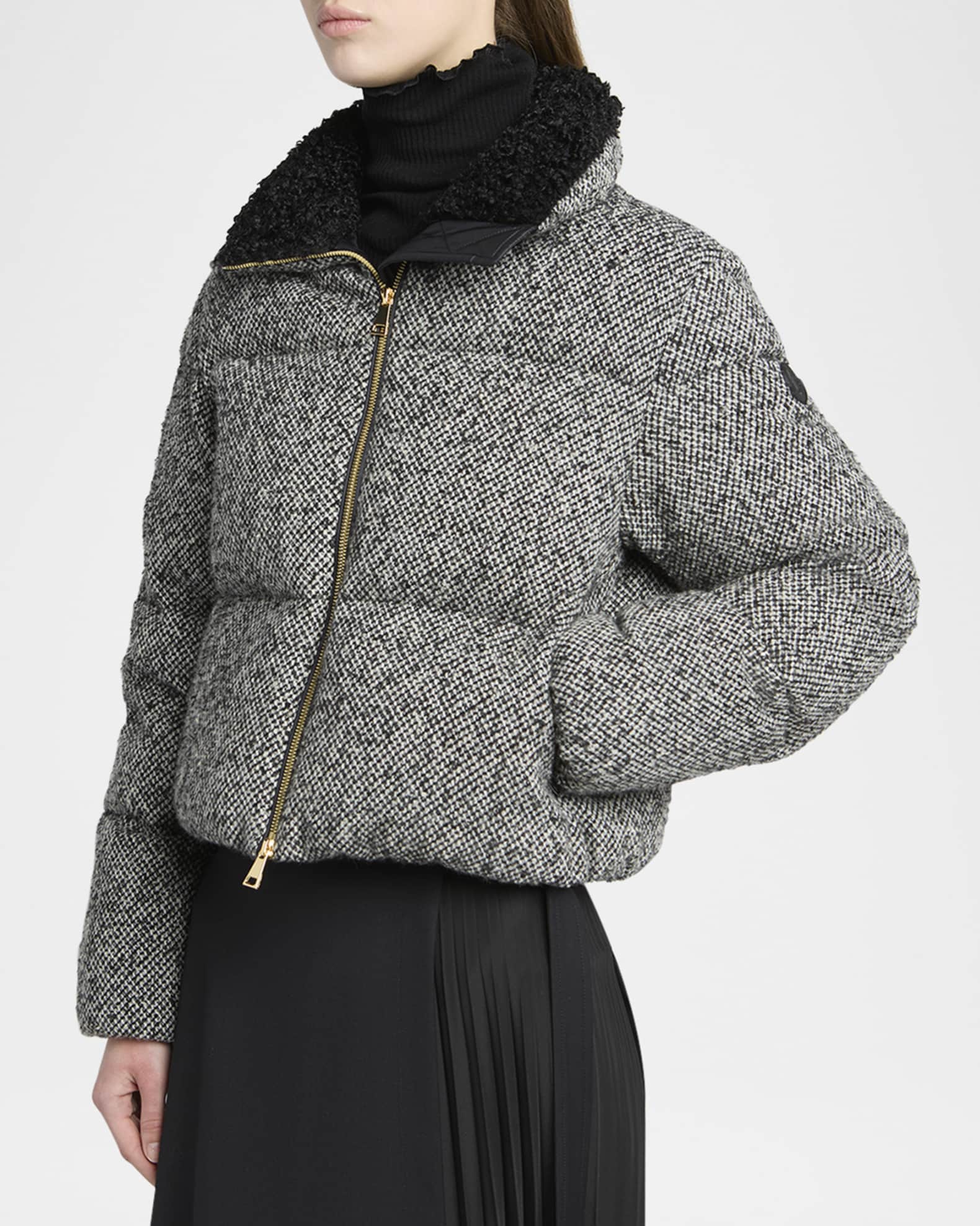 Moncler Brezesse Wool-Blend Short Down Jacket | Neiman Marcus