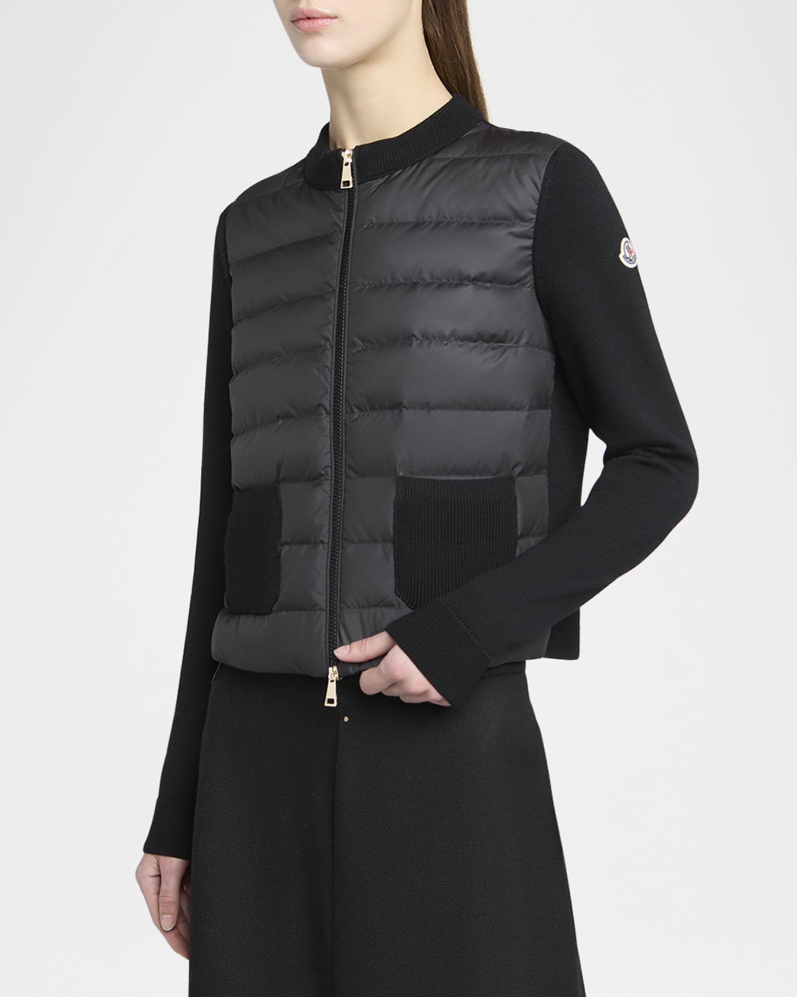 Moncler Padded Wool Zip-Up Cardigan | Neiman Marcus