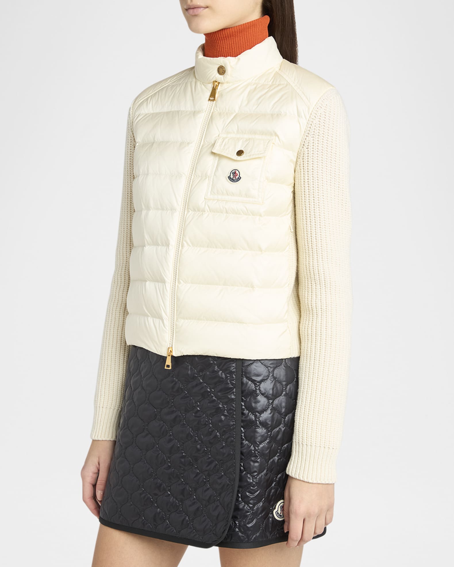 Moncler Padded Wool Zip-Up Cardigan | Neiman Marcus