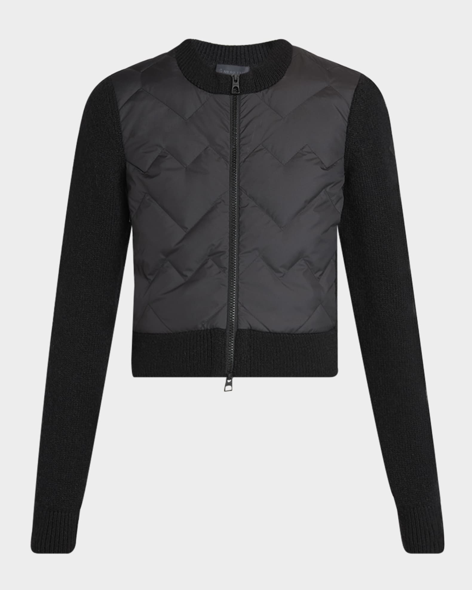 Padded Wool Zip-Up Cardigan  0