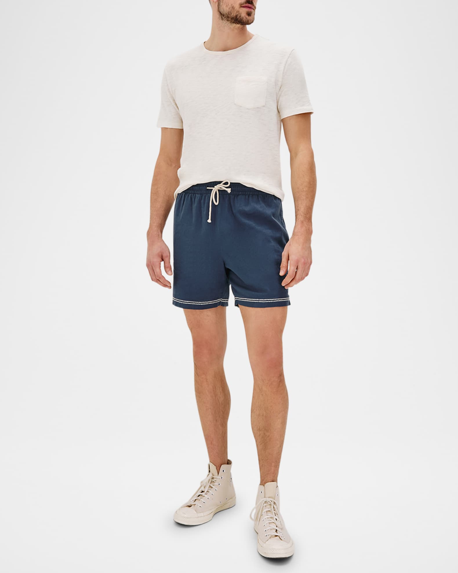 Men's Hudson Embroidered-Trim Pull-On Shorts 1