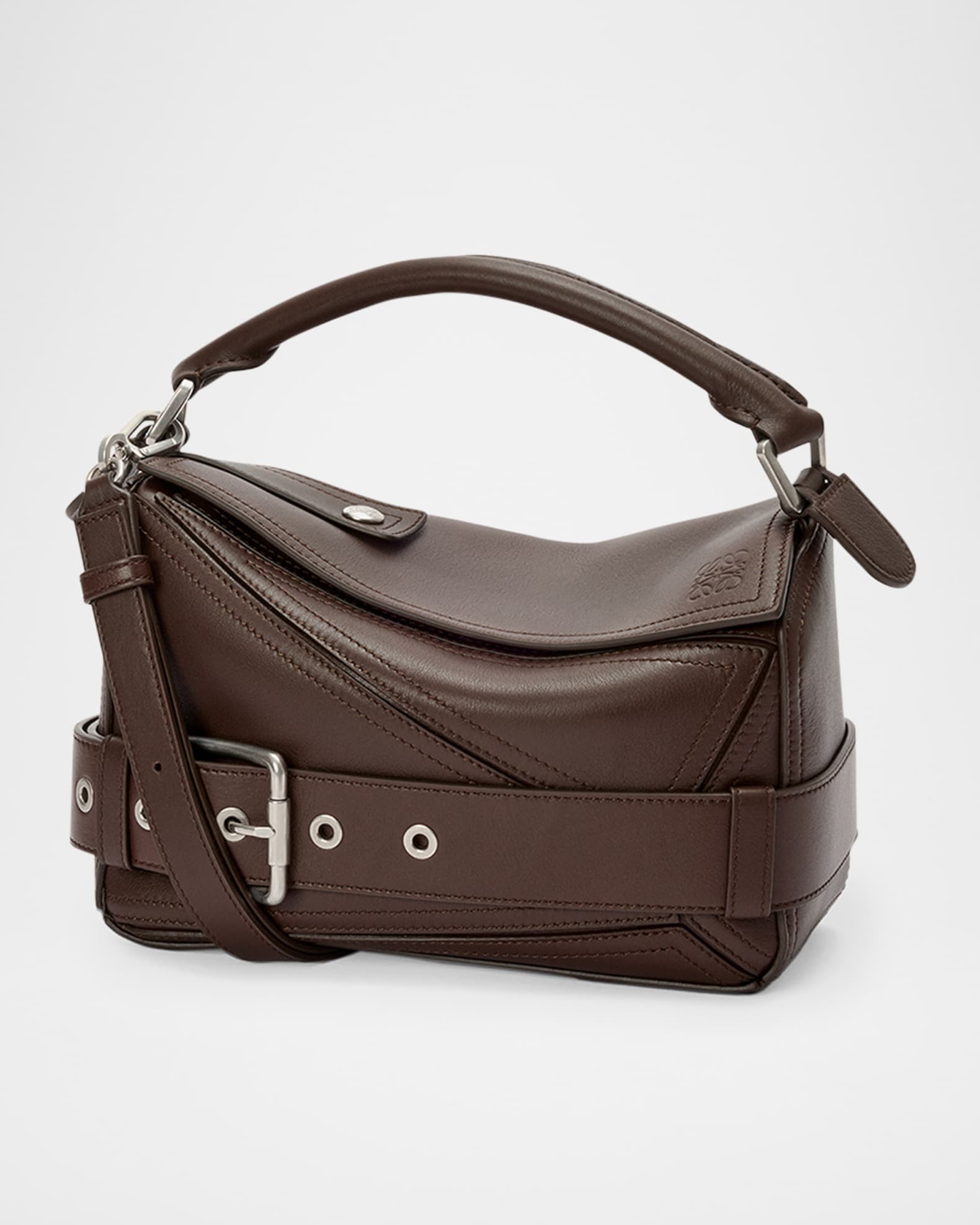 送料無料 ギフト Top-Handle Biker Puzzle Loewe Bag Neiman | Leather Shiny in 小物