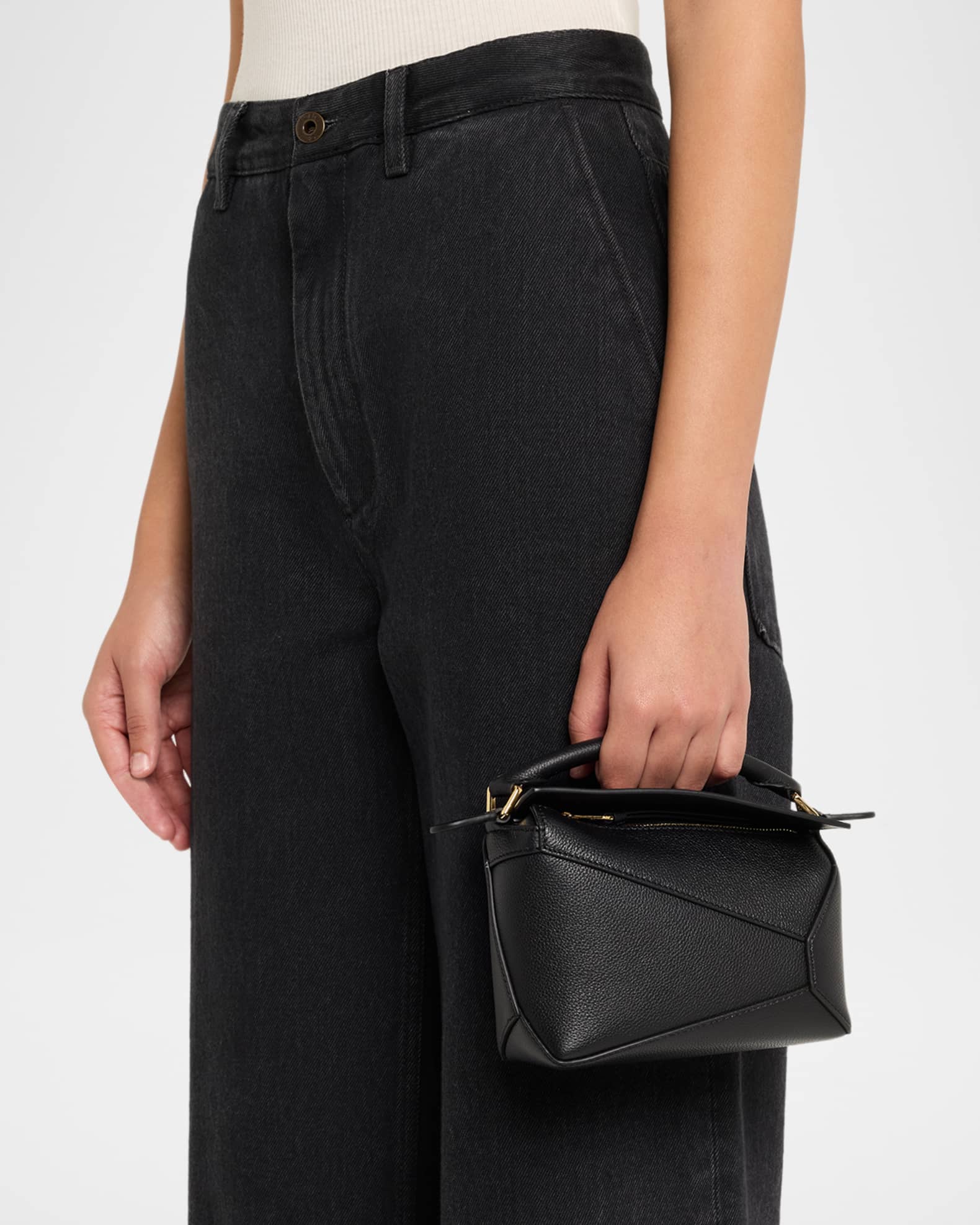 Loewe Puzzle Edge Mini Top-Handle Bag in Grain Leather | Neiman Marcus