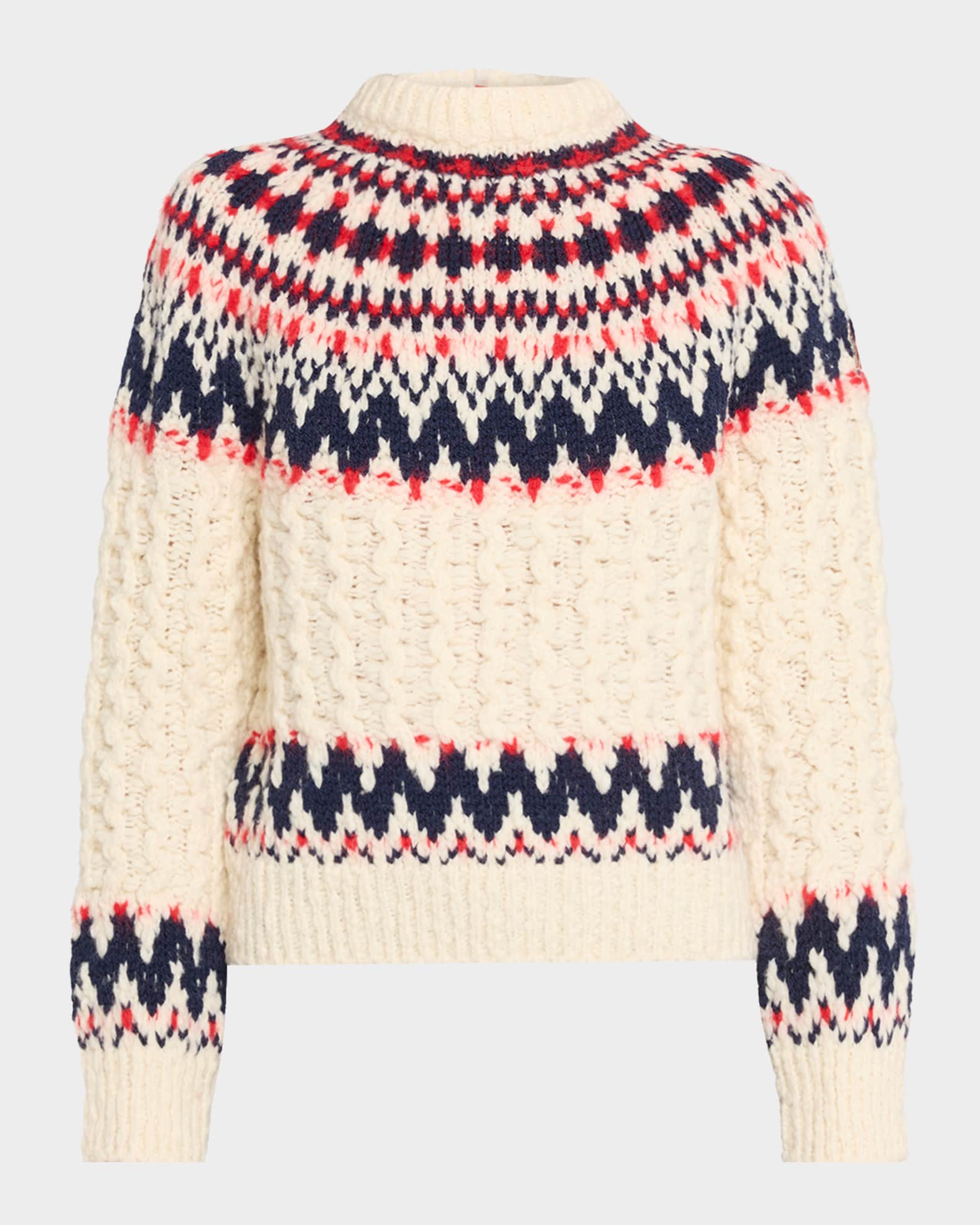 Moncler Grenoble Cable-Knit Fairisle Sweater | Neiman Marcus