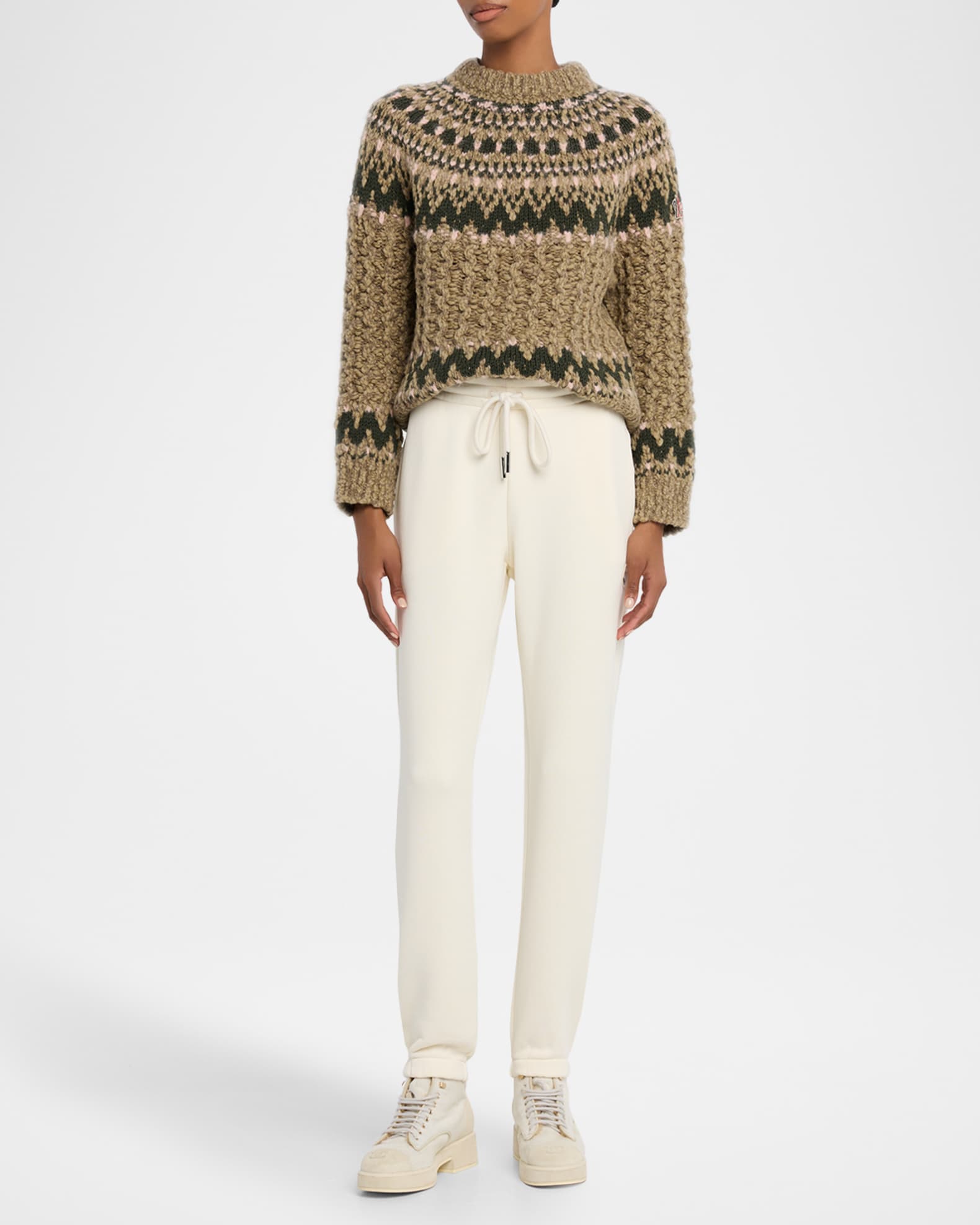 Moncler Grenoble Cable-Knit Fairisle Sweater | Neiman Marcus