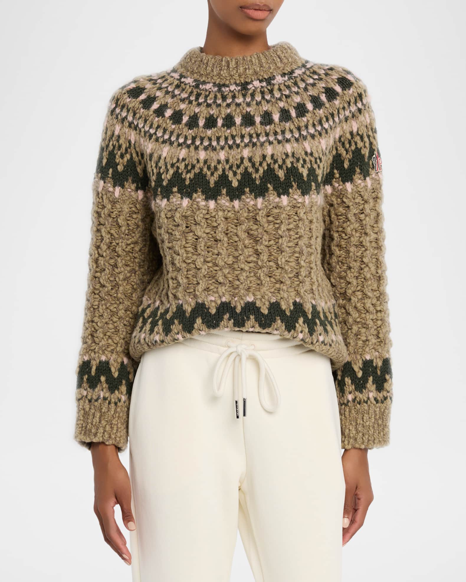 Moncler Grenoble Cable-Knit Fairisle Sweater | Neiman Marcus