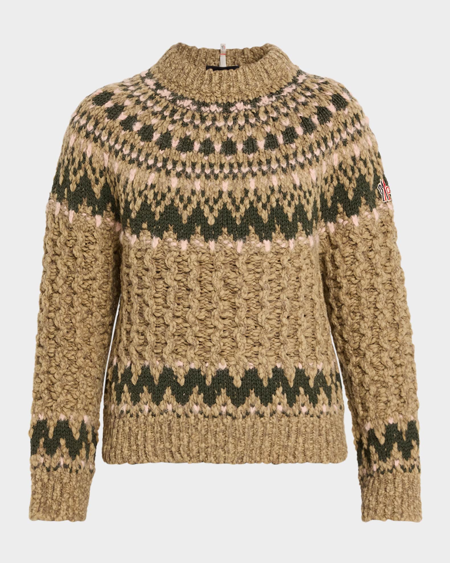 Moncler Grenoble Cable-Knit Fairisle Sweater | Neiman Marcus