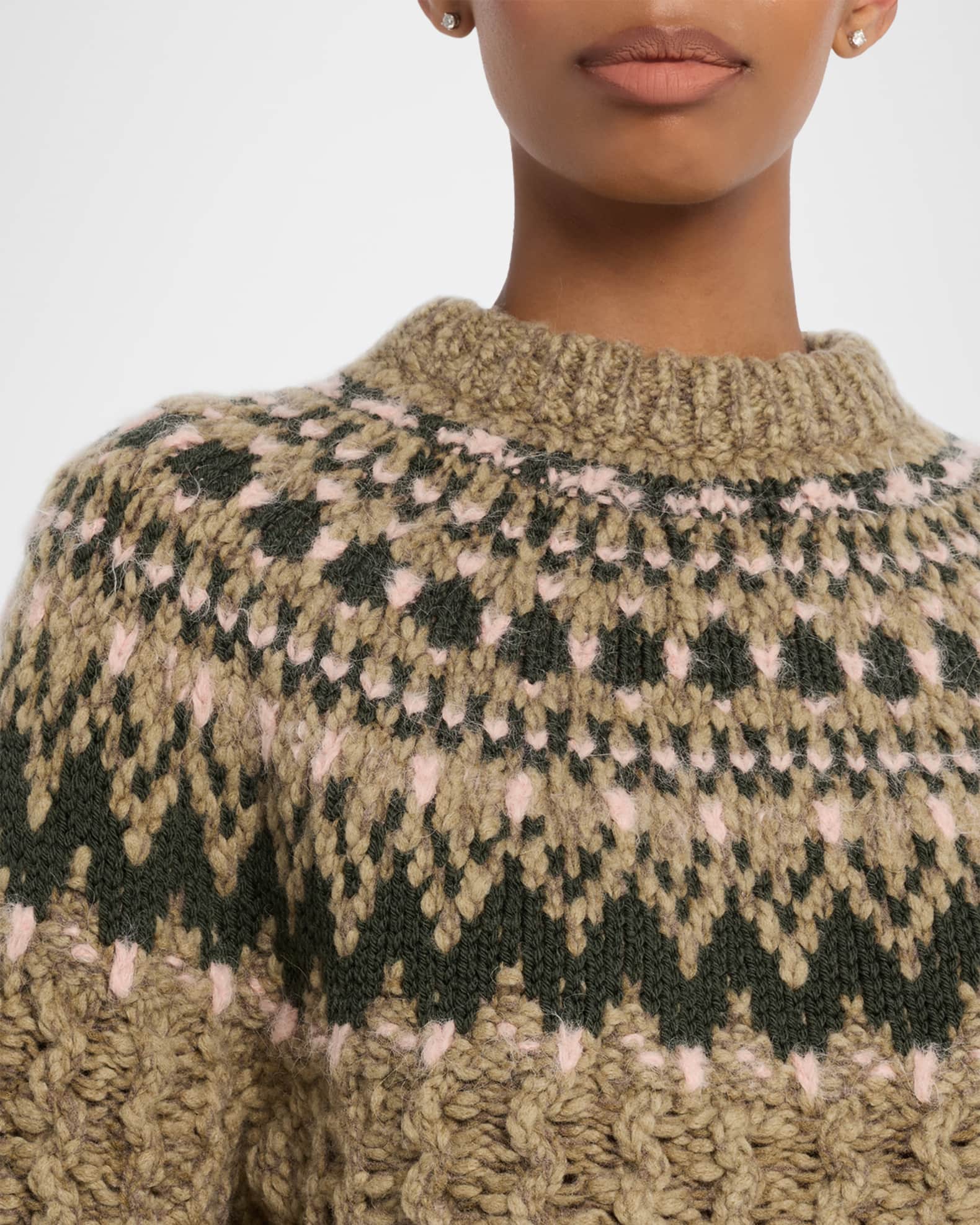 Moncler Grenoble Cable-Knit Fairisle Sweater | Neiman Marcus