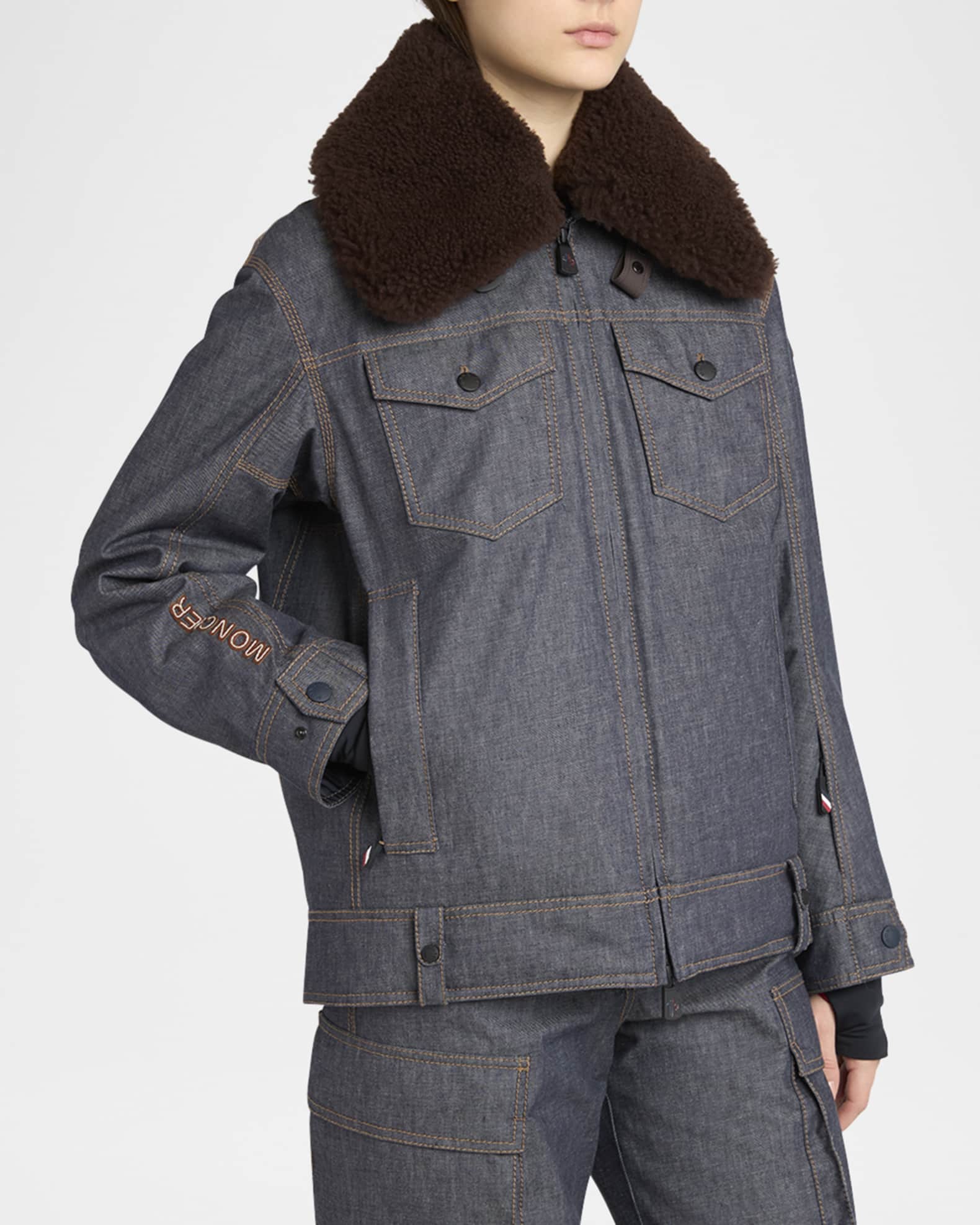 ジャケット・アウター MONCLER JEANLUC GIUBBOTOO Moncler Grenoble Yunque Down Denim Jacket | Neiman Marcus