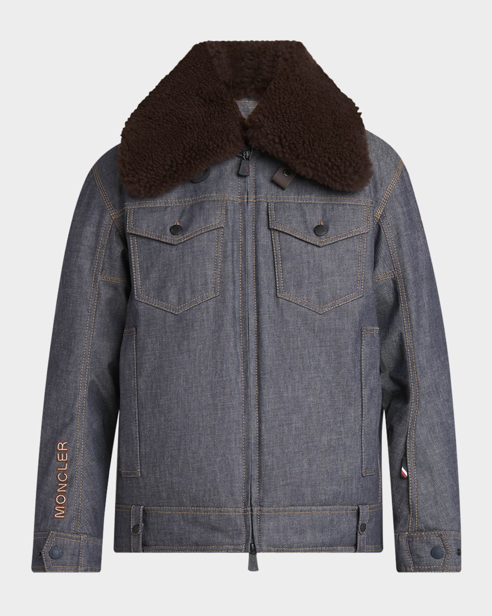 Moncler Grenoble Yunque Down Denim Jacket | Neiman Marcus