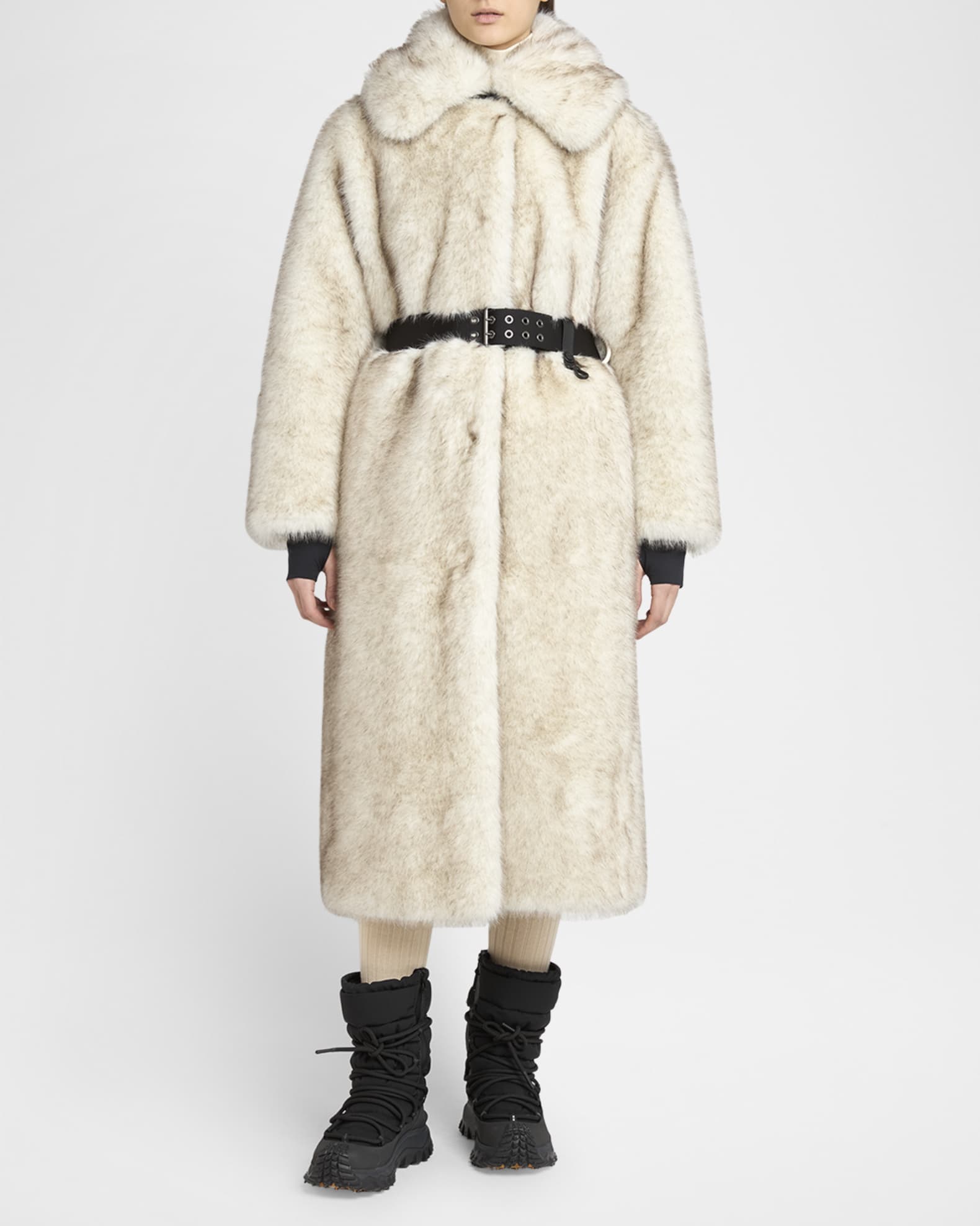 Moncler Grenoble Arly Long Faux Fur Coat | Neiman Marcus