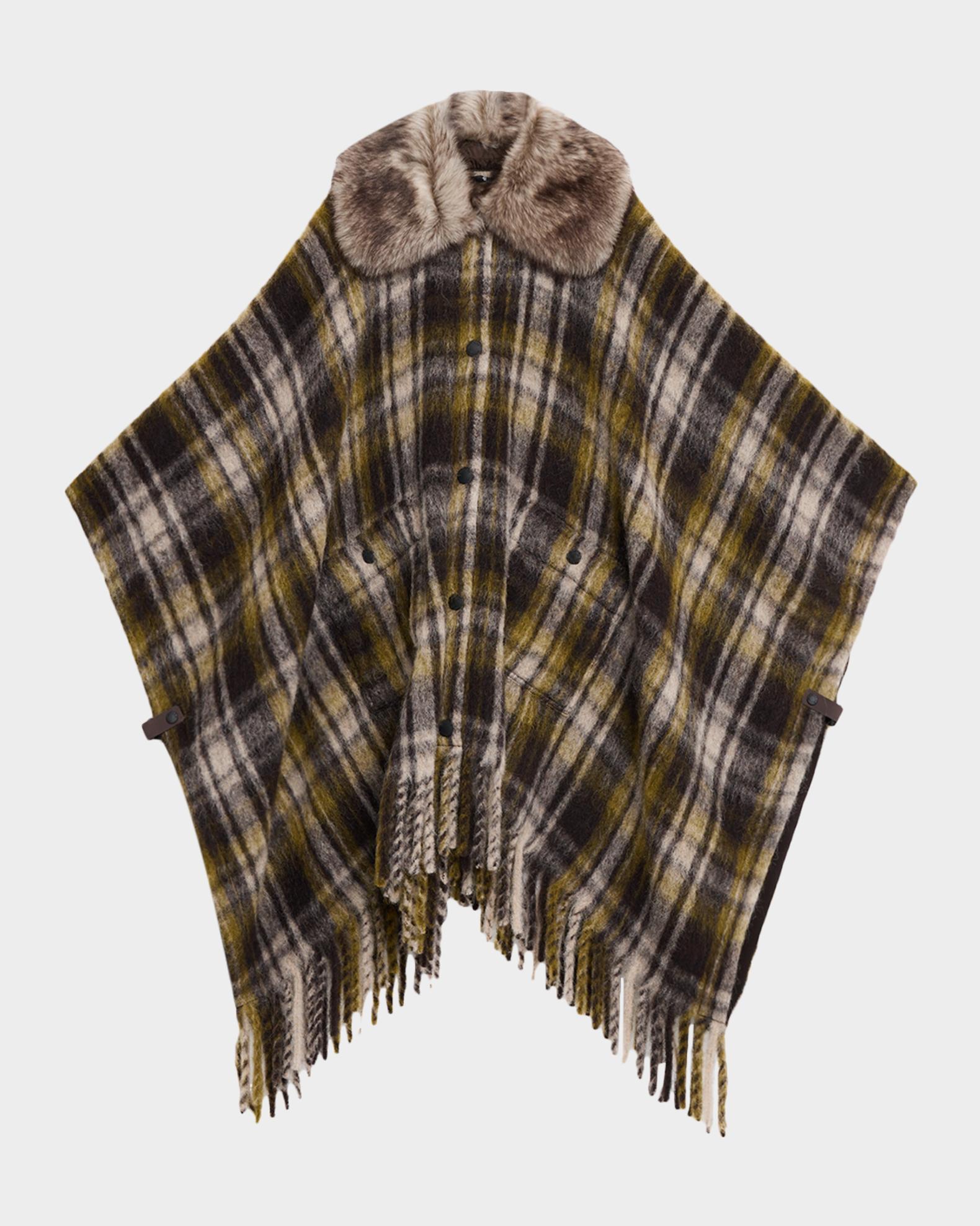 Moncler Grenoble Plaid Mohair, Alpaca & Wool Blend Fringed Cape