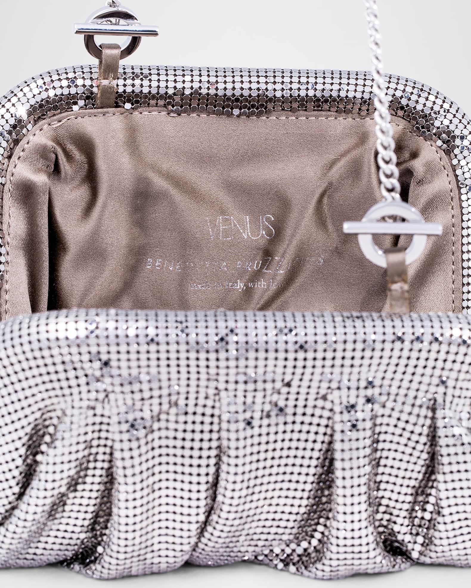 Benedetta Bruzziches Venus La Petite Pleated Mirror Mesh Clutch