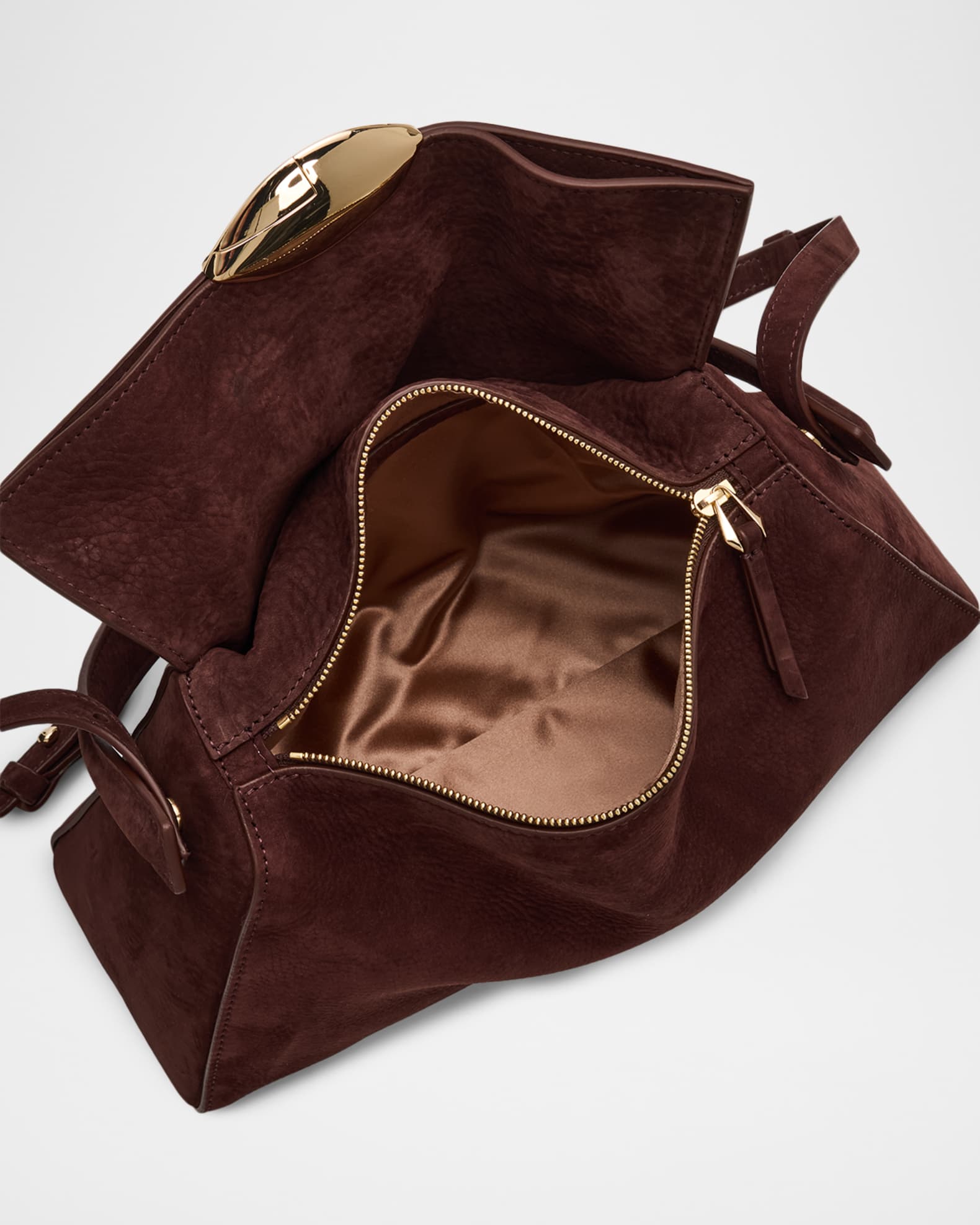 Benedetta Bruzziches Elif La Grande Foldover Suede Shoulder Bag