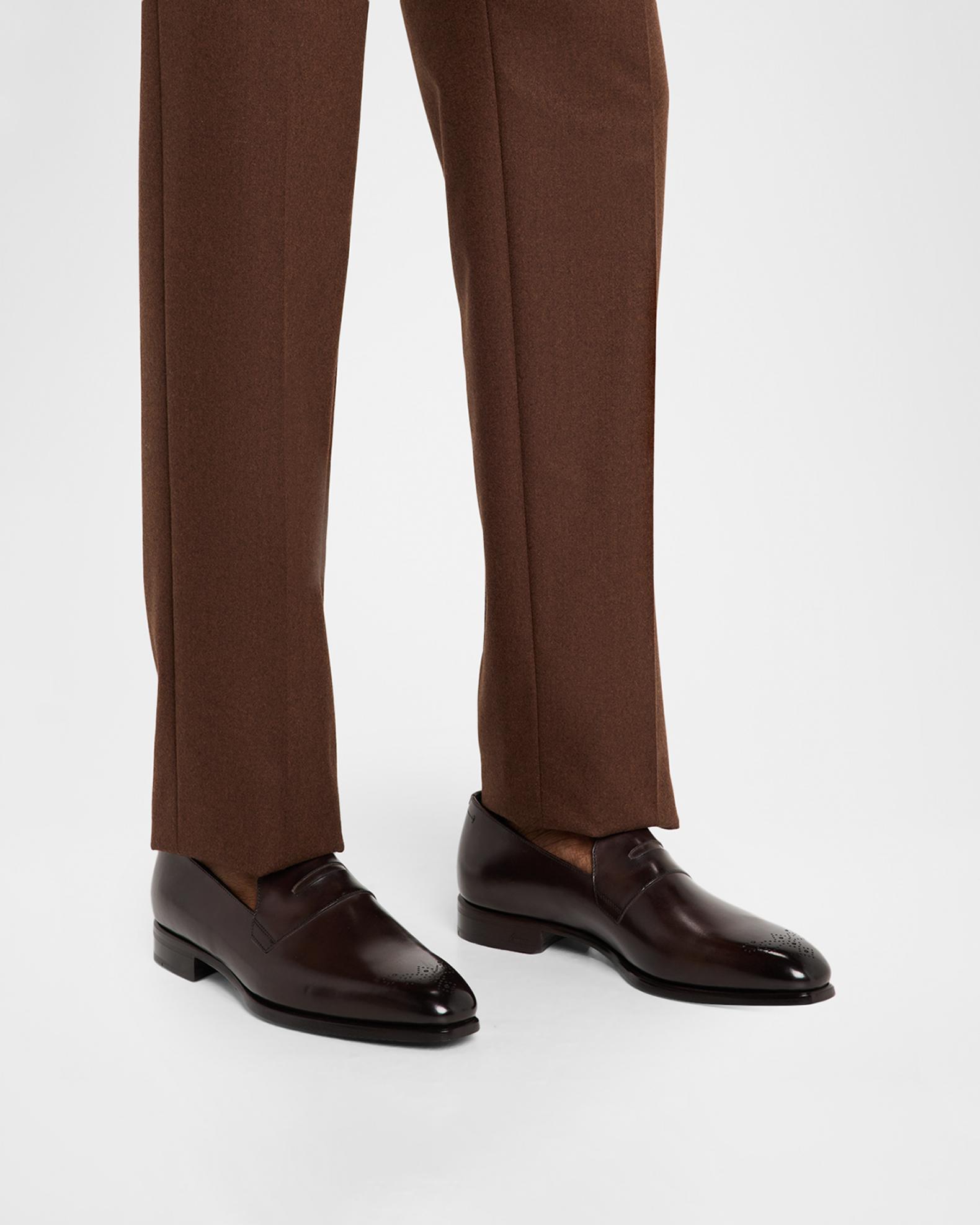 Brioni ブリオーニ セミブローグ・ドレスシューズ ダークブラウン 7.5 Brioni Men's Elysium Brogue Leather Penny Loafers | Neiman Marcus