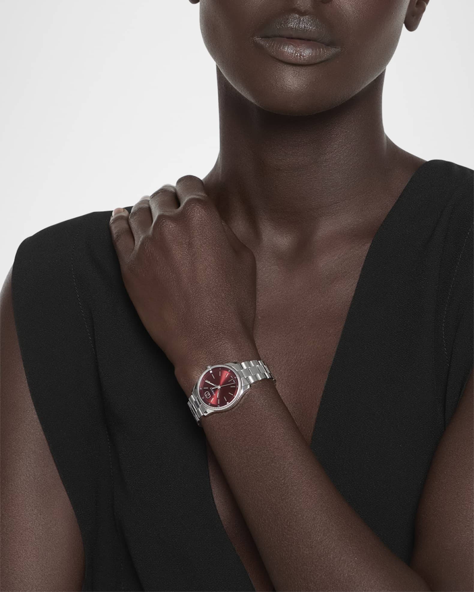 29mm G Timeless Bracelet Watch with Diamonds, Red and Steel 1