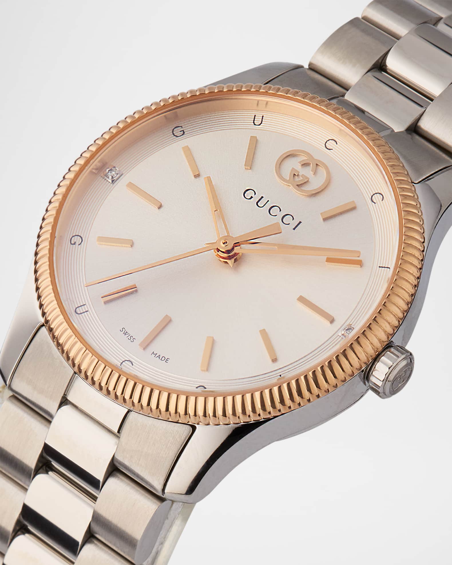 Gucci 29mm G Timeless Bracelet Watch with Diamonds, Pink