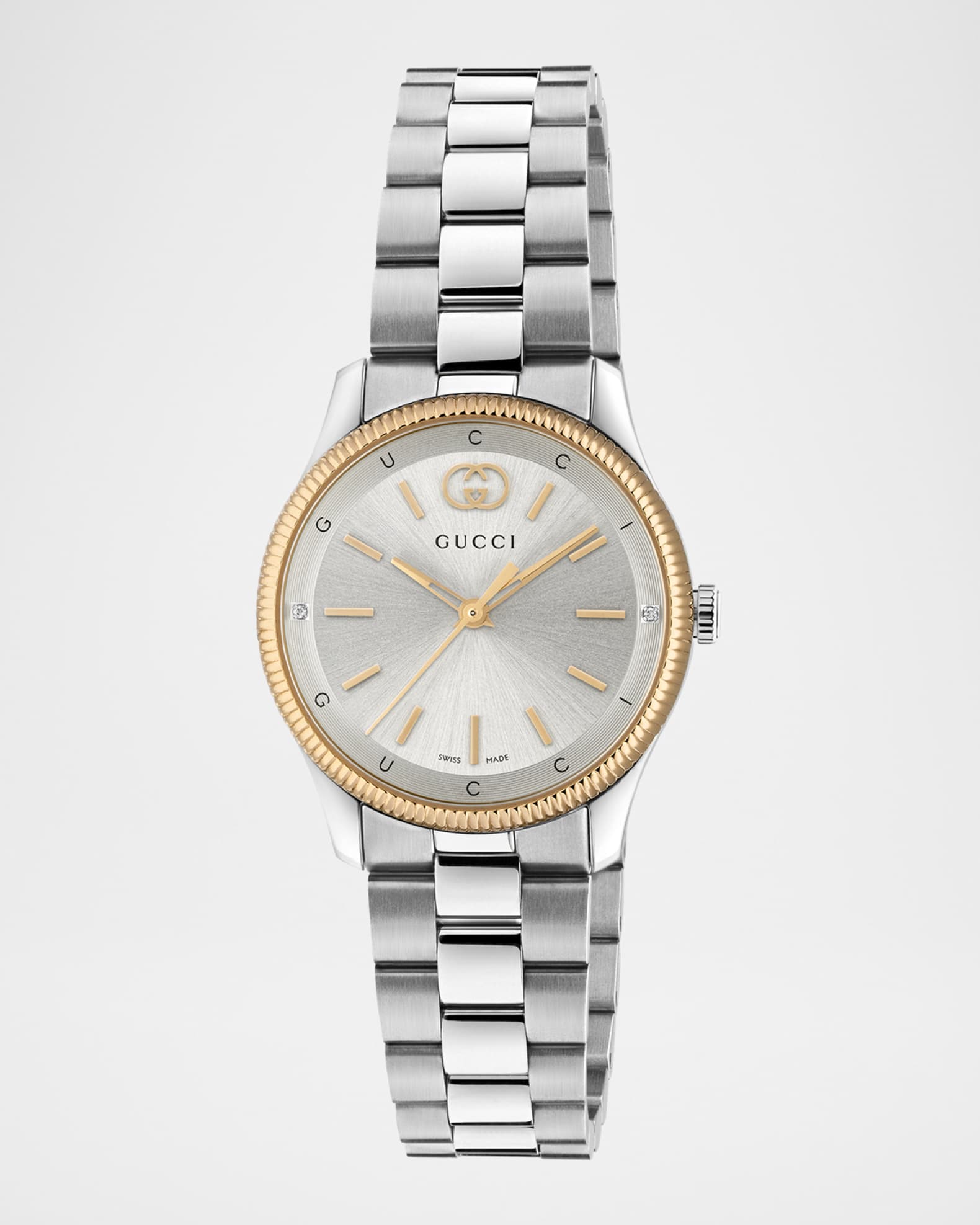 Gucci 29mm G Timeless Bracelet Watch with Diamonds, Pink Gold and