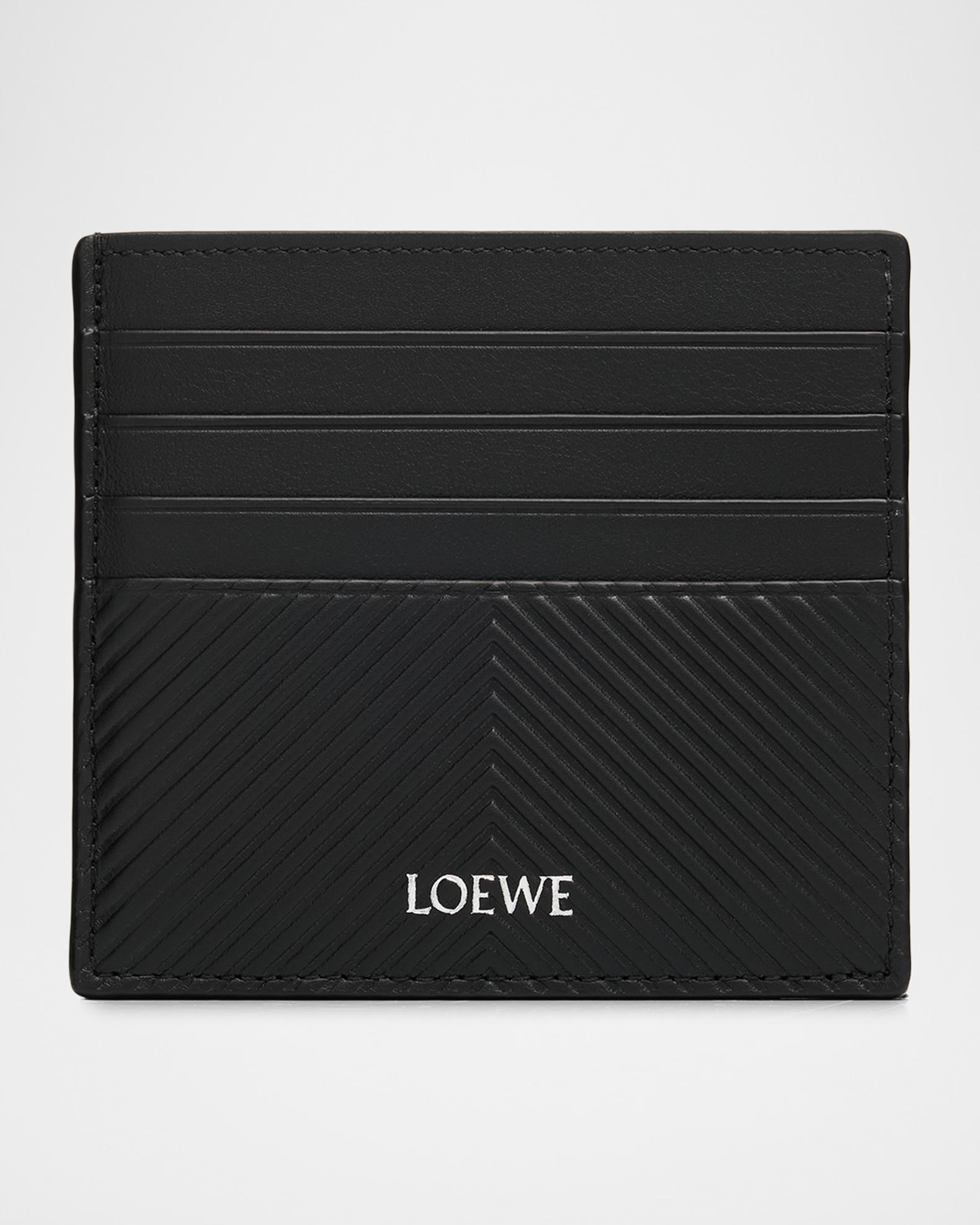 LOEWE Men's Embossed Leather Open Card Holder | Neiman Marcus