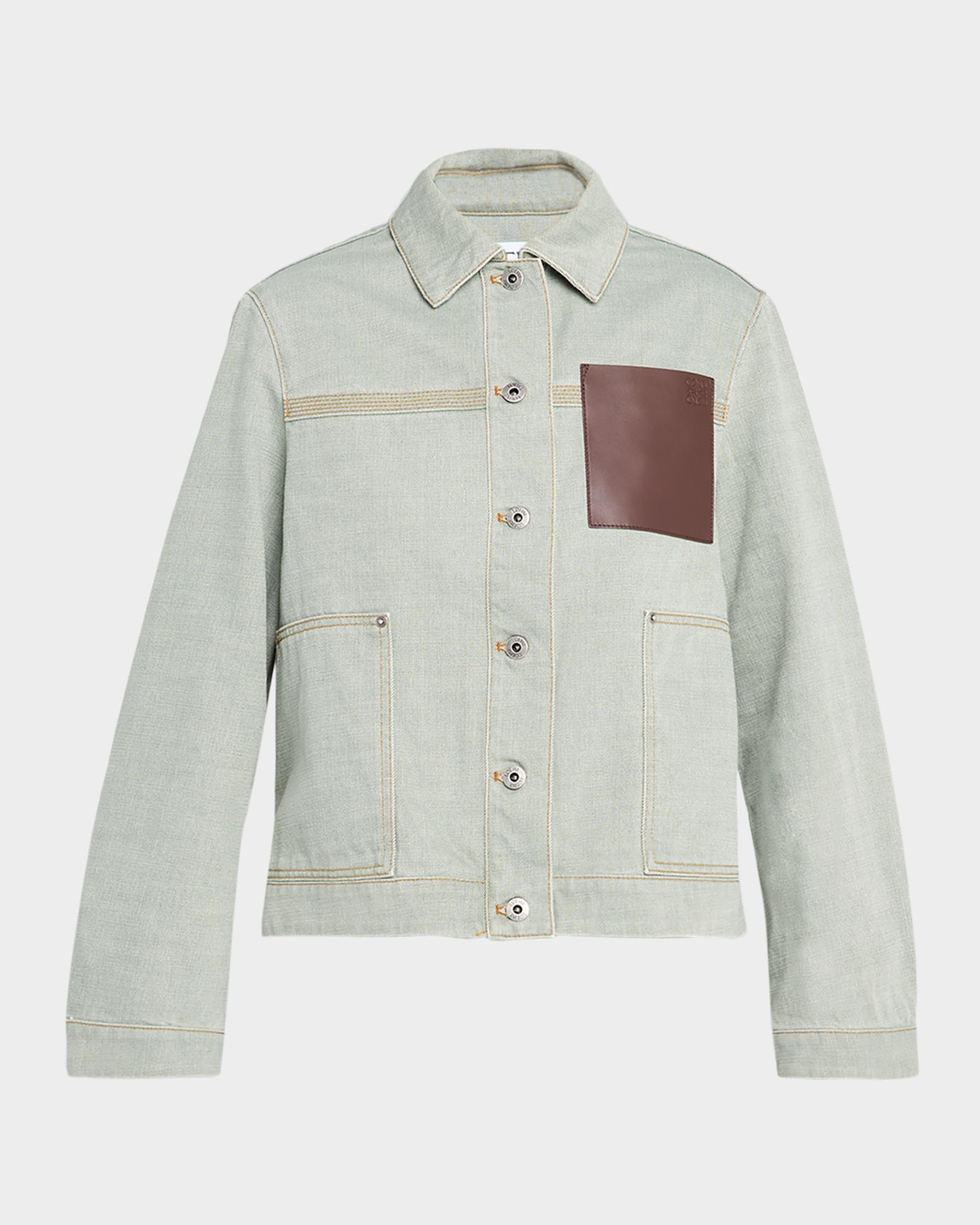 Loewe Anagram Leather Pocket Workwear Jacket | Neiman Marcus