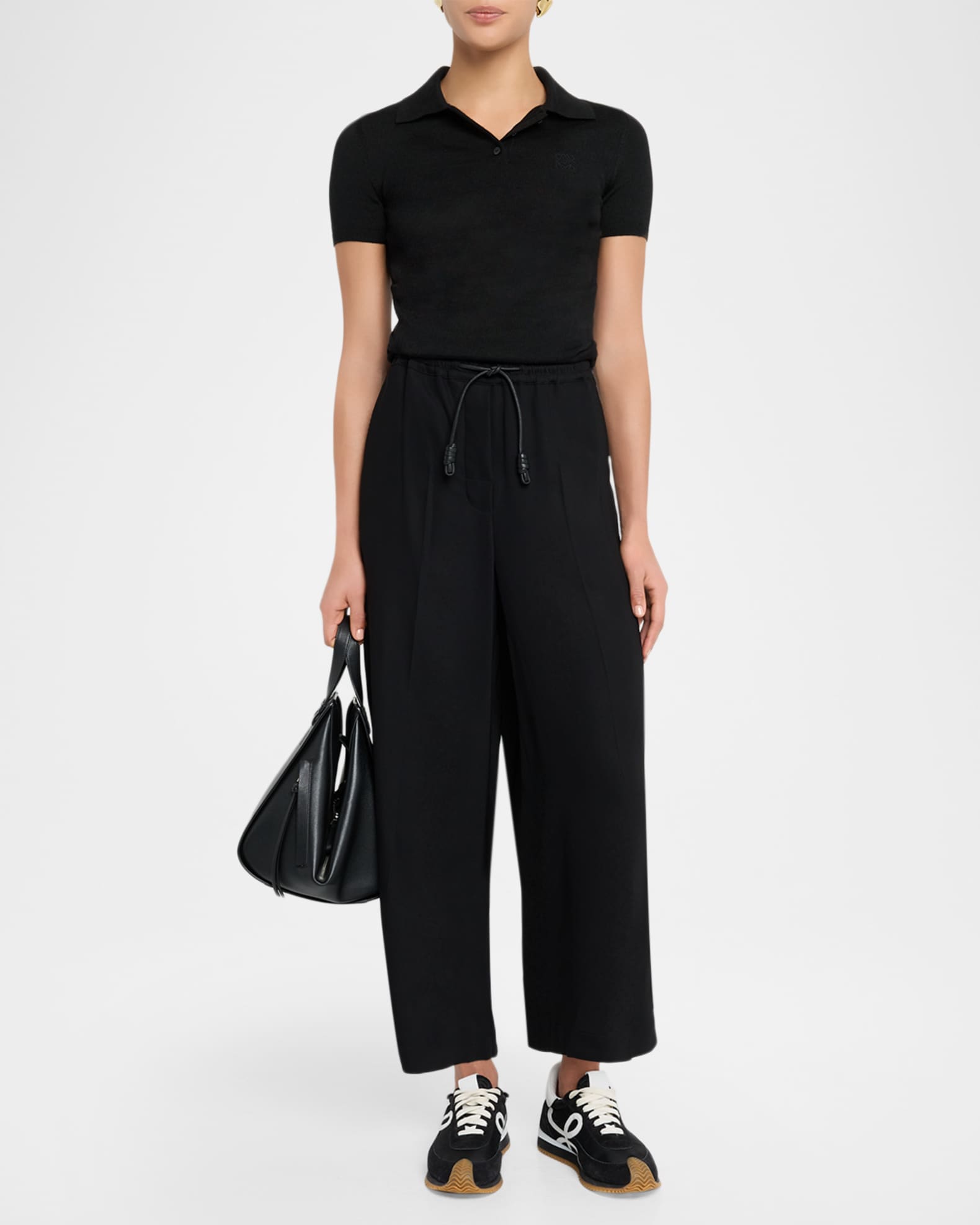 Cropped Drawstring Trousers 1