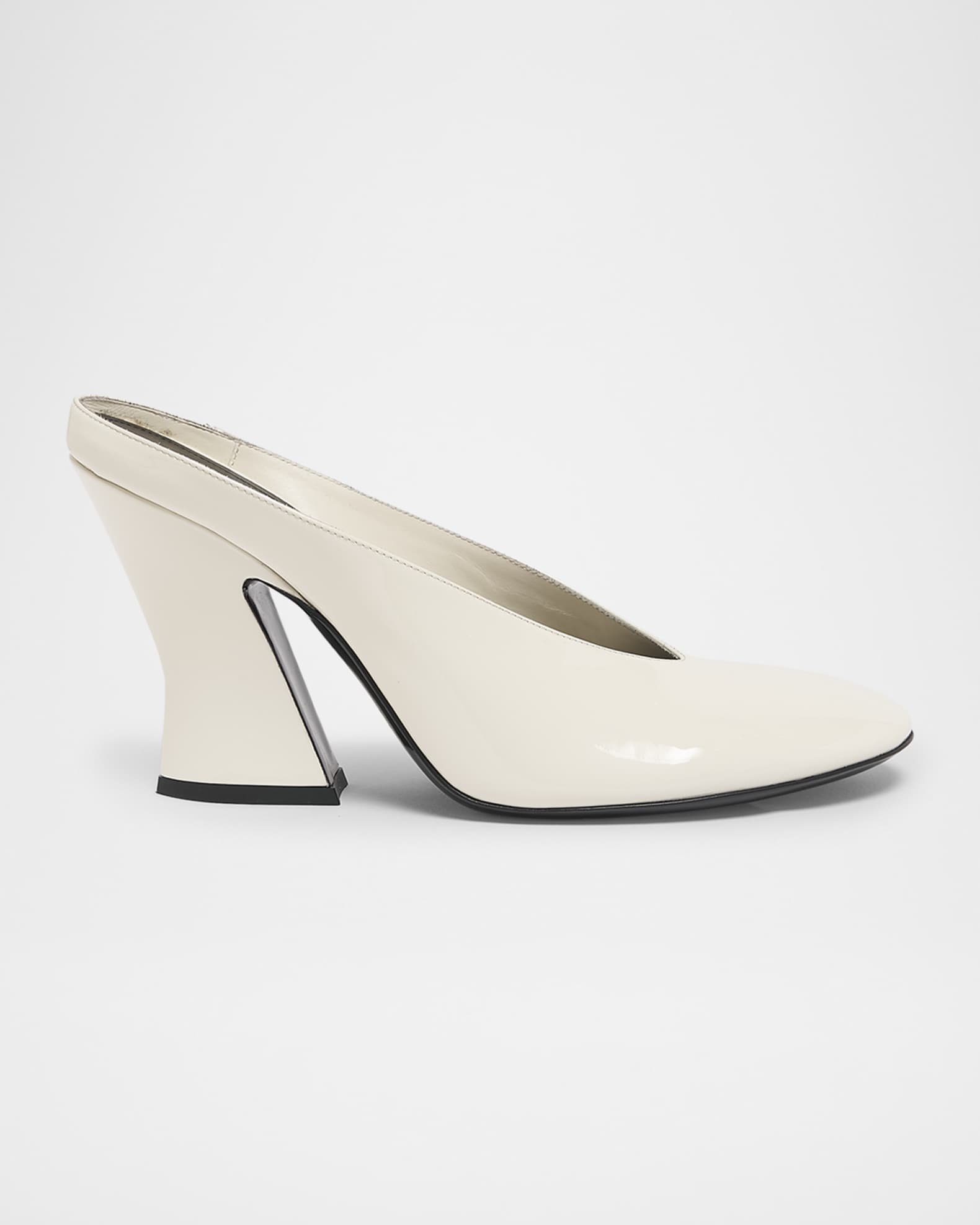 Patent Leather Sculpted Block-Heel Mules 0