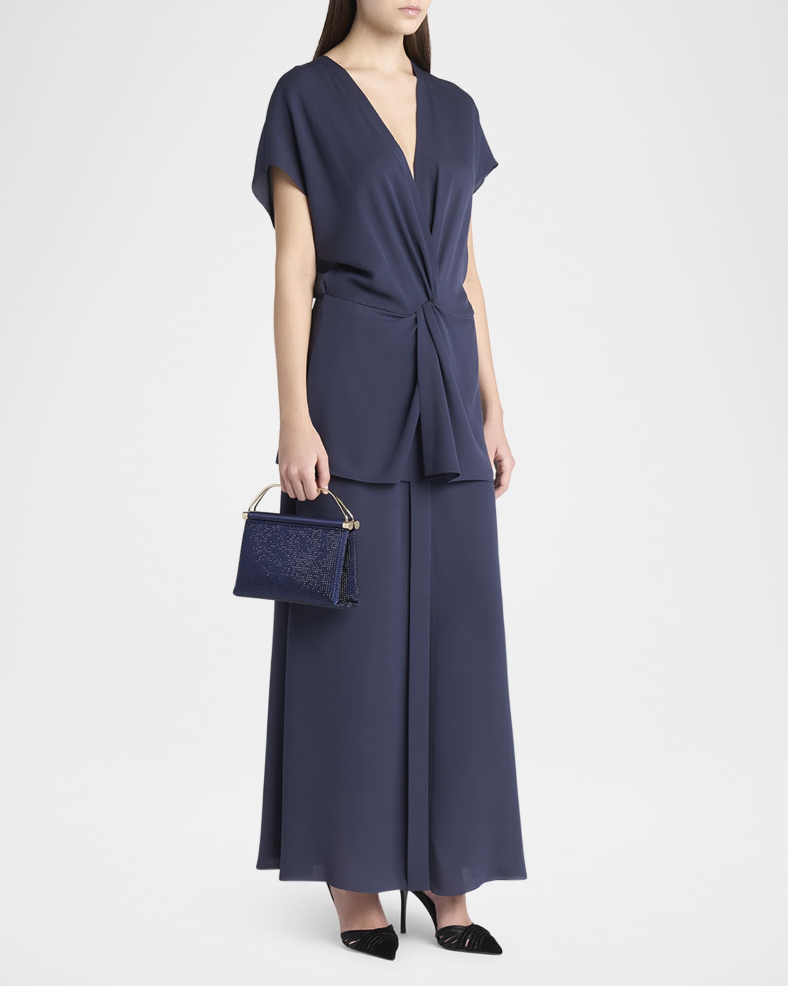 Giorgio Armani Avenue Rhinestone Satin Top-Handle Bag | Neiman Marcus
