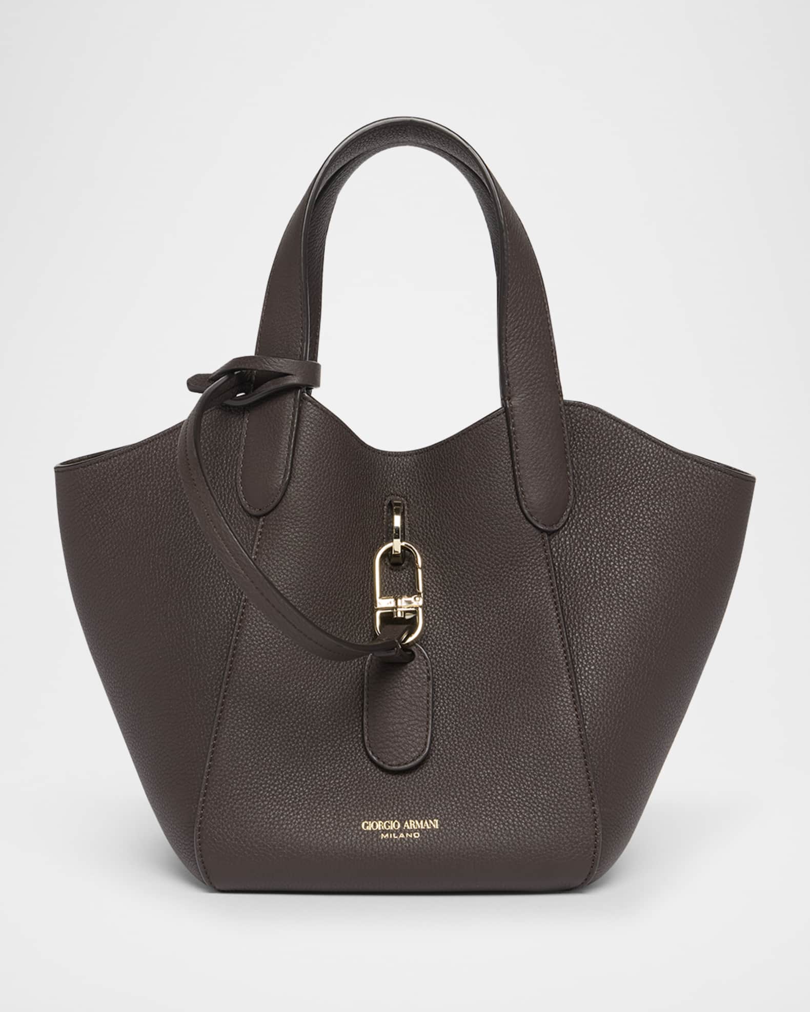 GIORGIO ARMANI レザー トートバッグ ミニボストン ブラック Giorgio Armani Small Grain Leather Tote Bag | Neiman Marcus