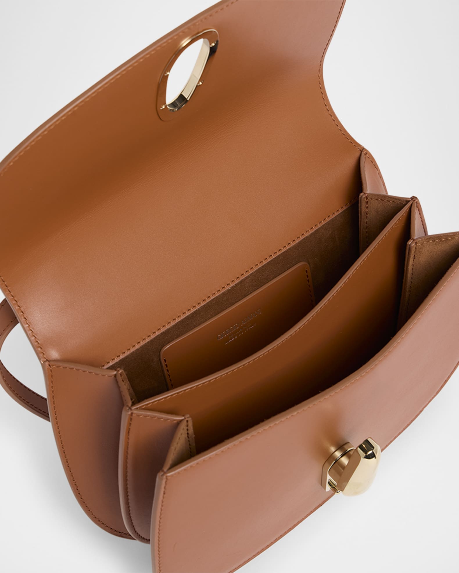 Giorgio Armani Rhinos Teardrop Turn-Lock Leather Crossbody Bag