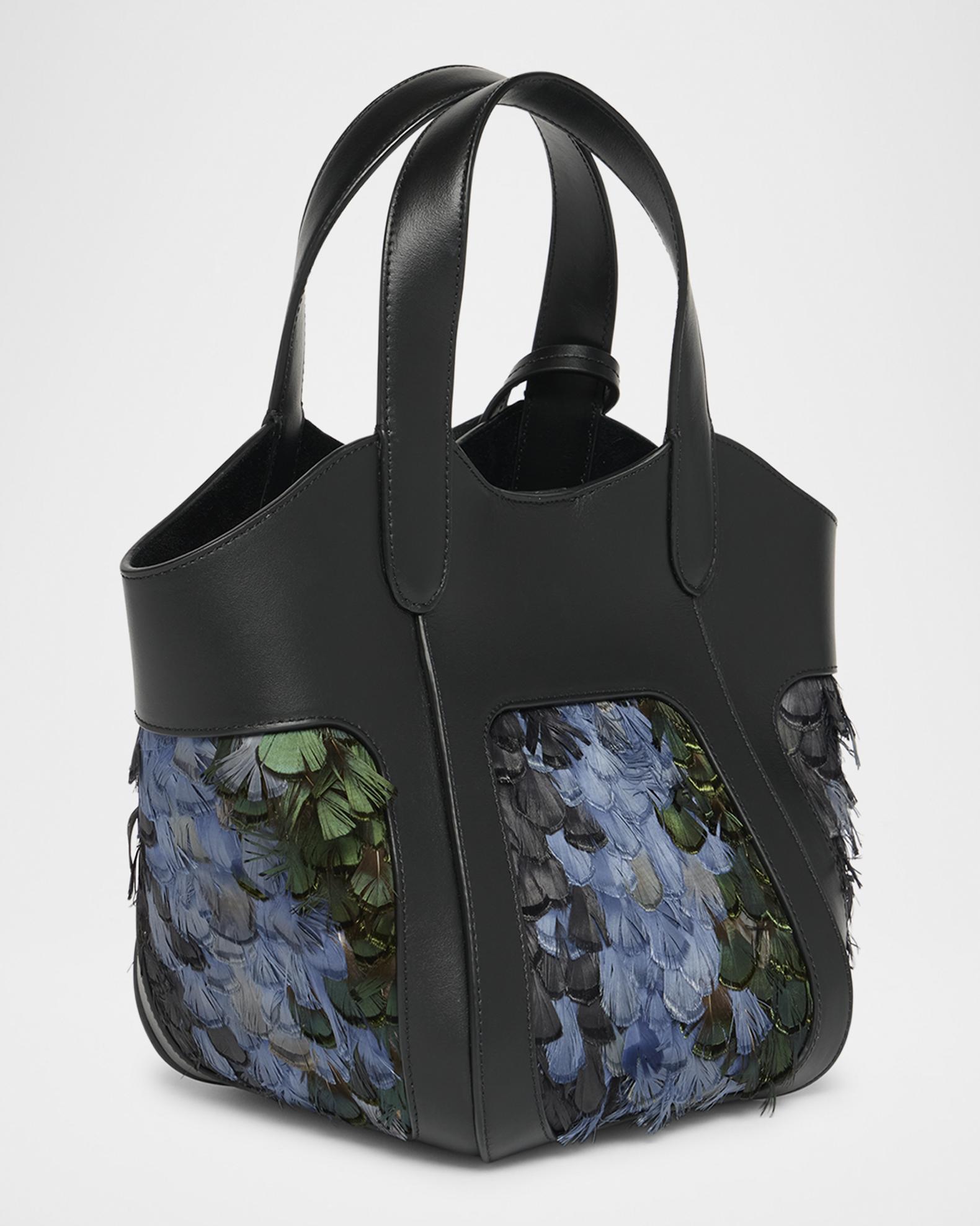 Giorgio Armani Small Feather-Embellished Leather Tote Bag | Neiman