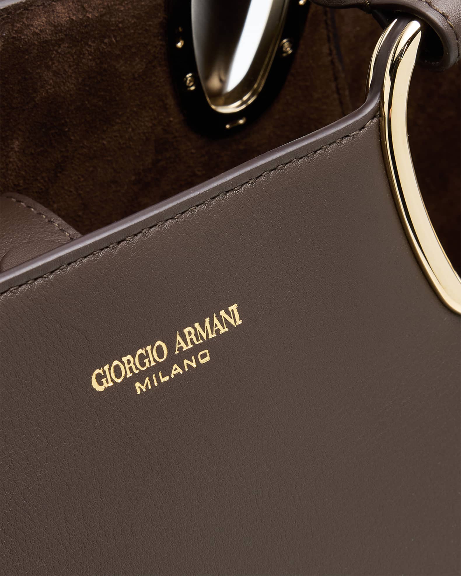 Giorgio Armani Teardrop Cutout Smooth Leather Shopper Tote Bag