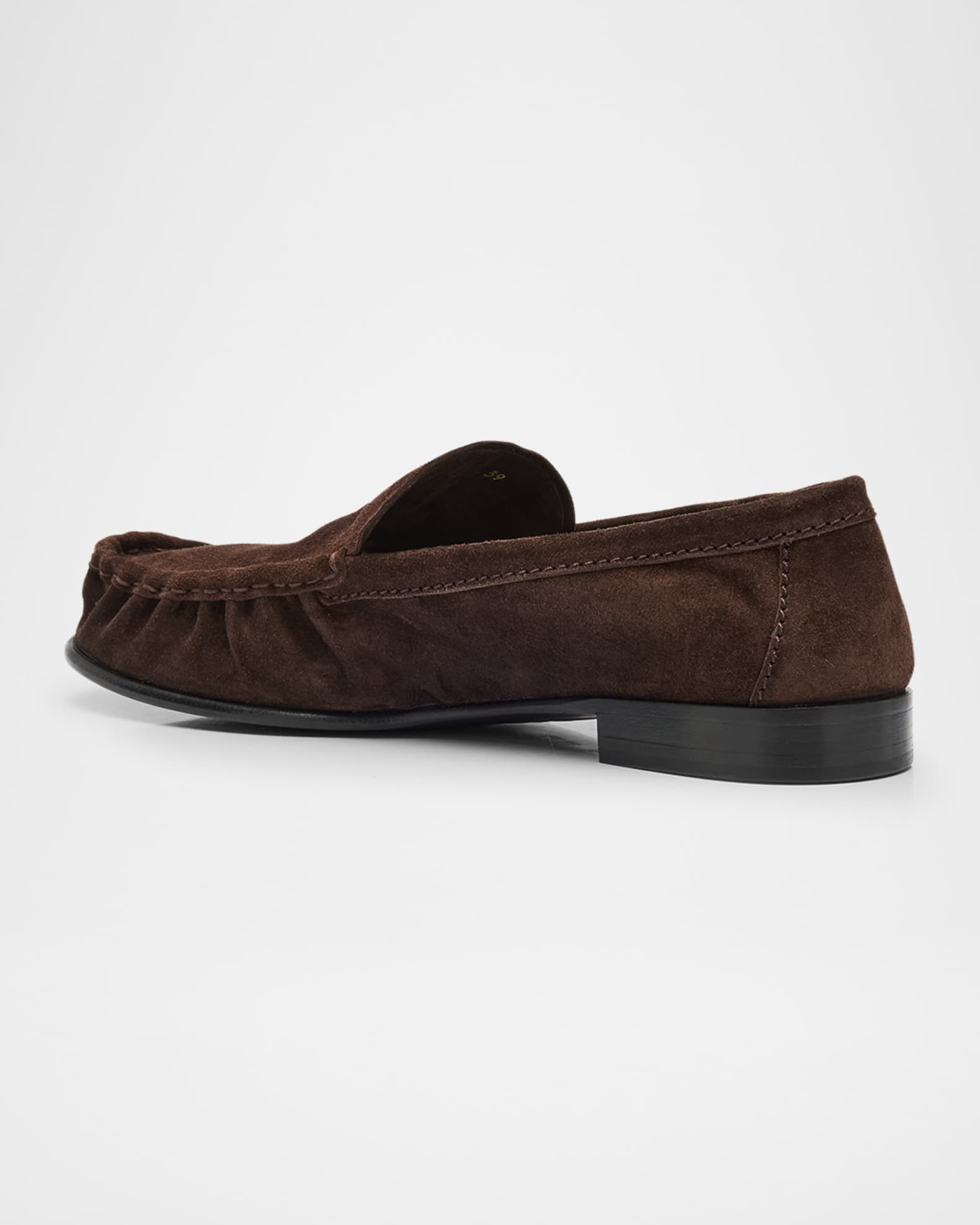 足元が主役 ★ miumiu RUCHES SUEDE LOAFERS Ruches logo suede loafers in brown - Miu Miu | Mytheresa