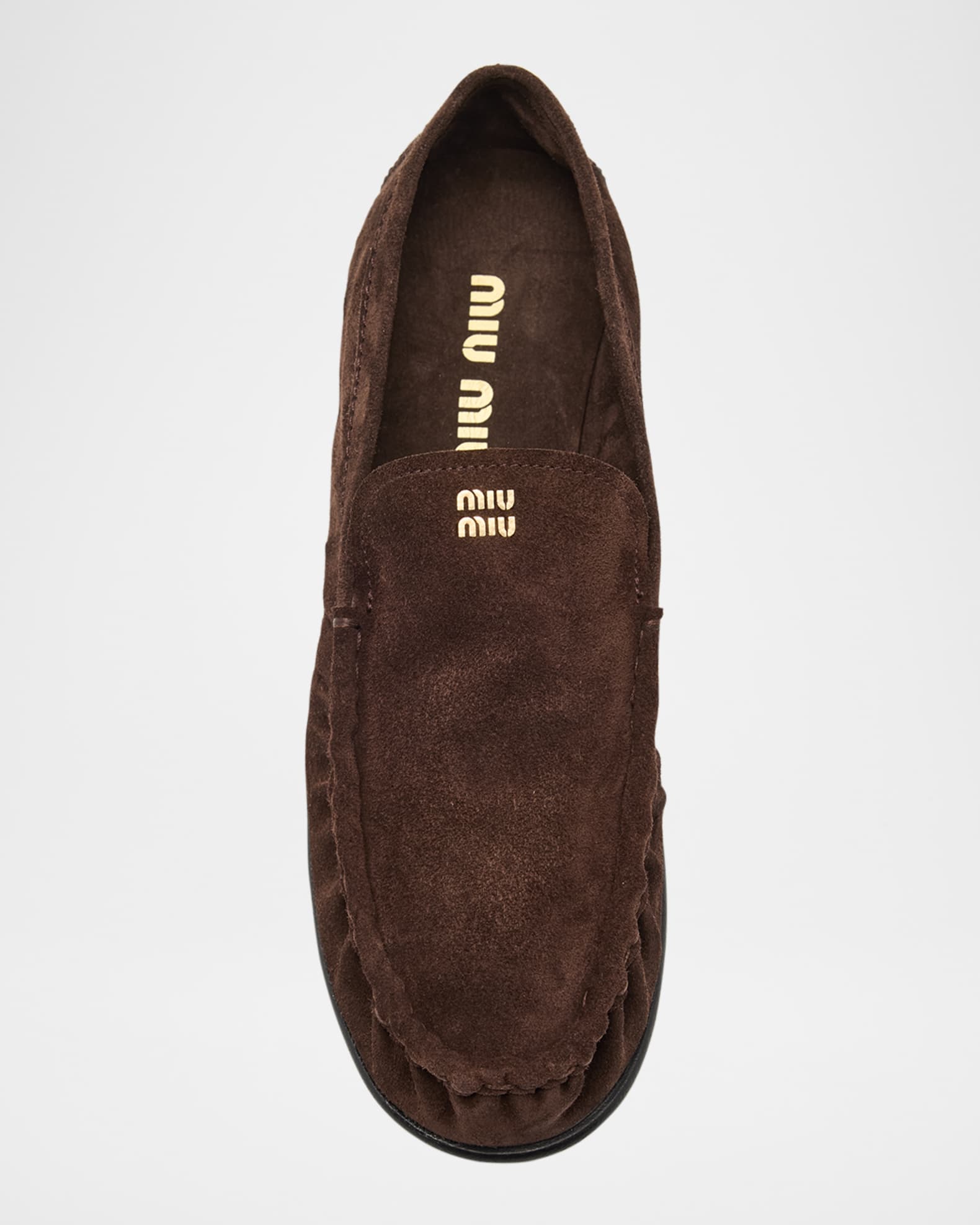 Miu Miu Suede Ruched Mocassin Loafers | Neiman Marcus