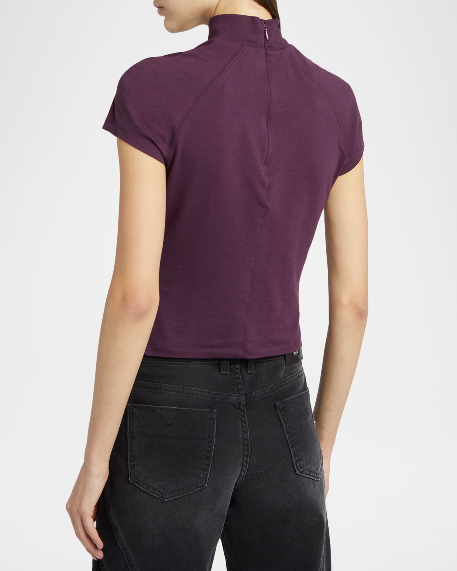 Versace Jeans Couture Printed Cut-Out Short-Sleeve Top | Neiman Marcus