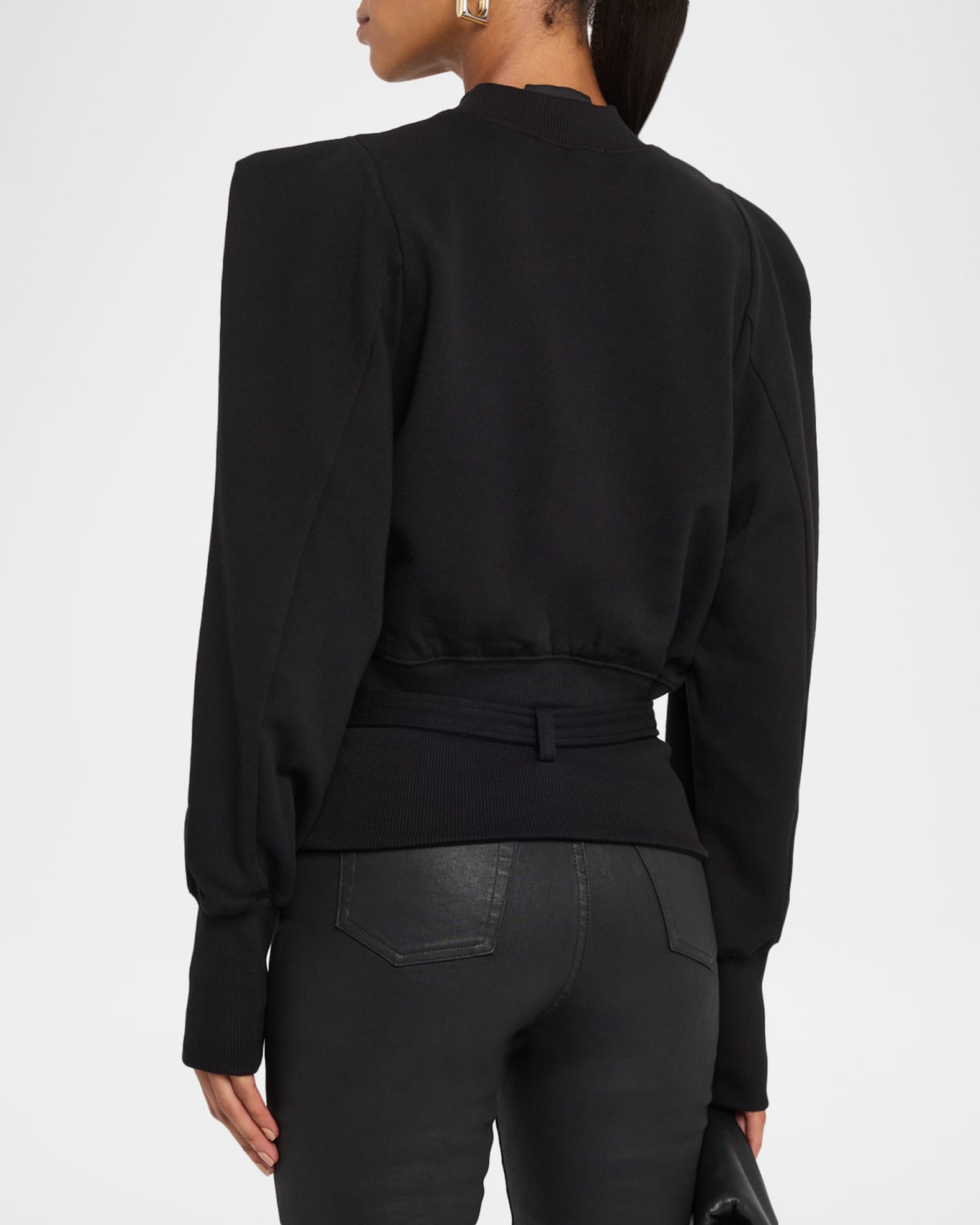 Belted Mock-Neck Sweatshirt