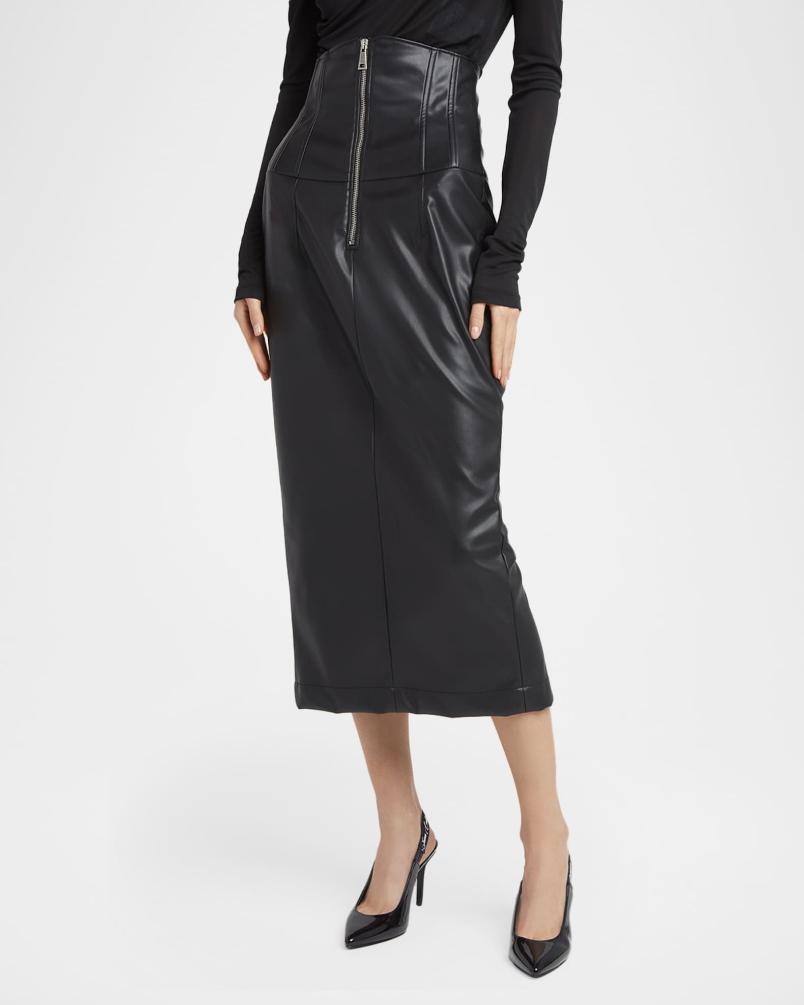 Versace Jeans Couture Faux Leather Corset Skirt | Neiman Marcus