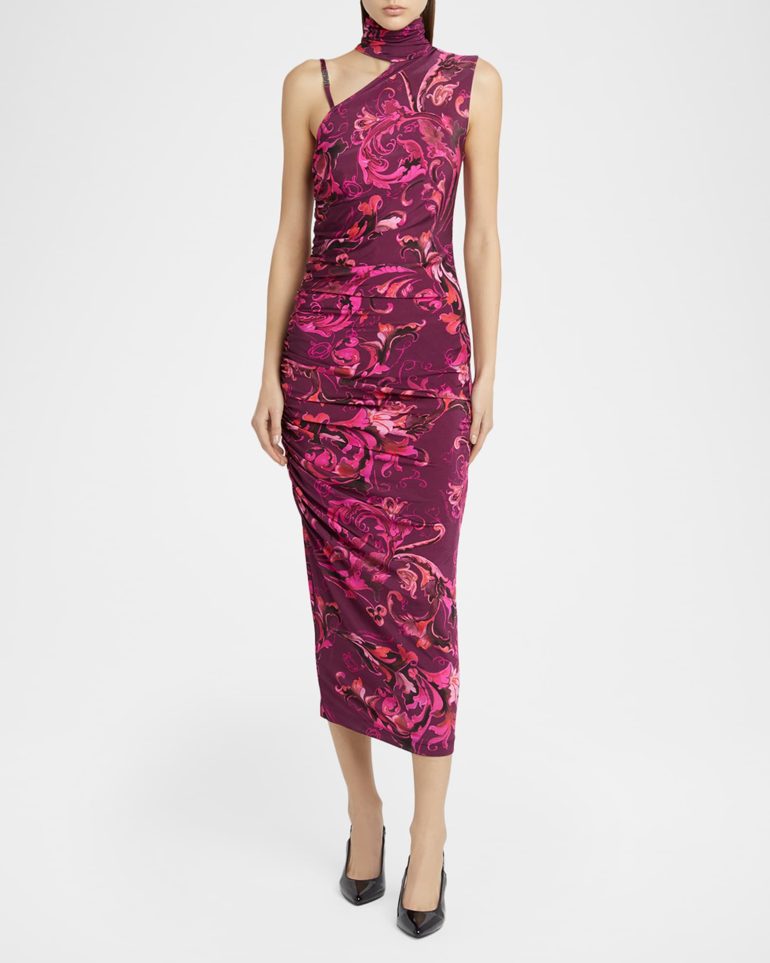 Versace Jeans Couture Porcelain Barocco Sleeveless Jersey Midi
