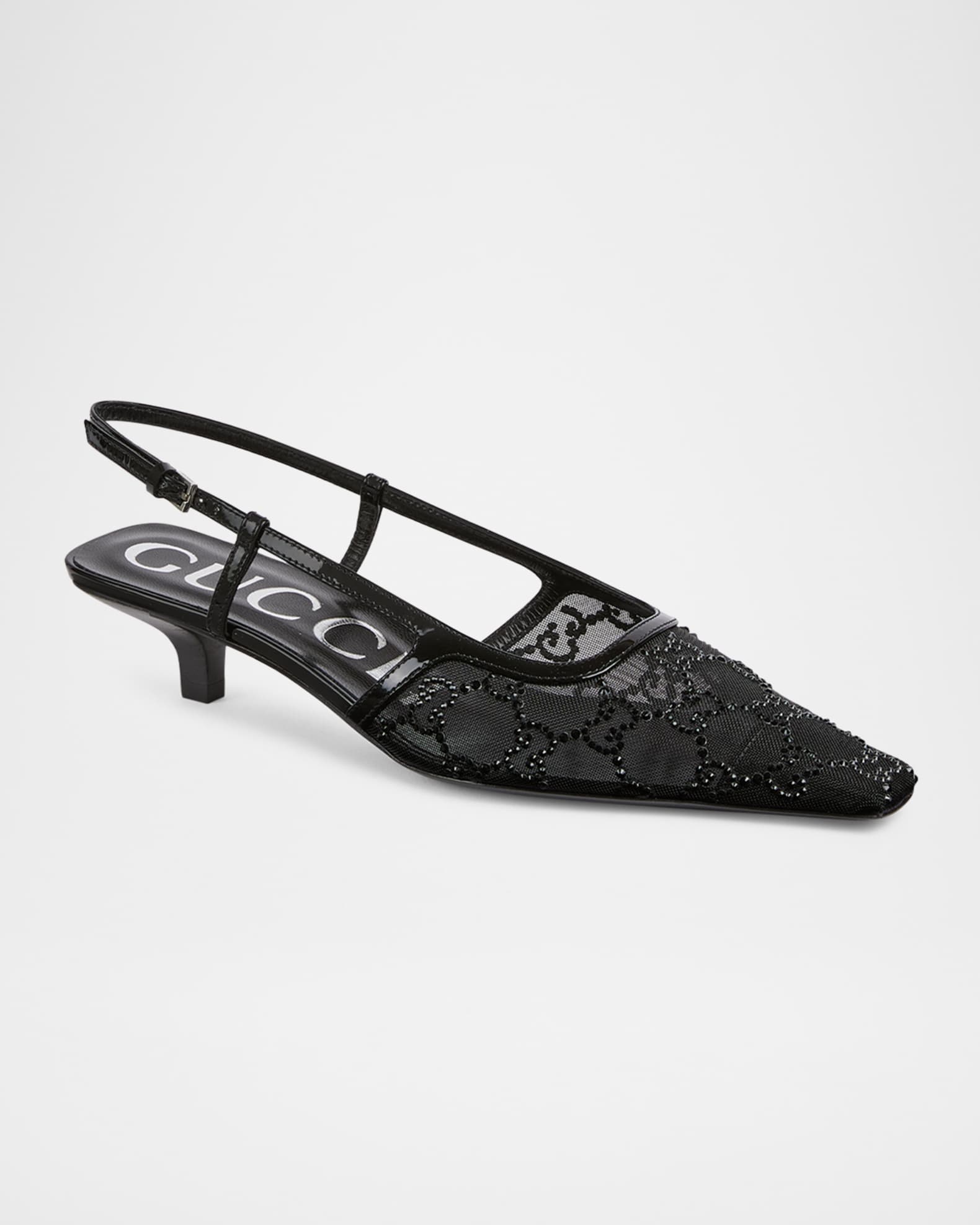 Demi Crystal Mesh Slingback Pumps 1