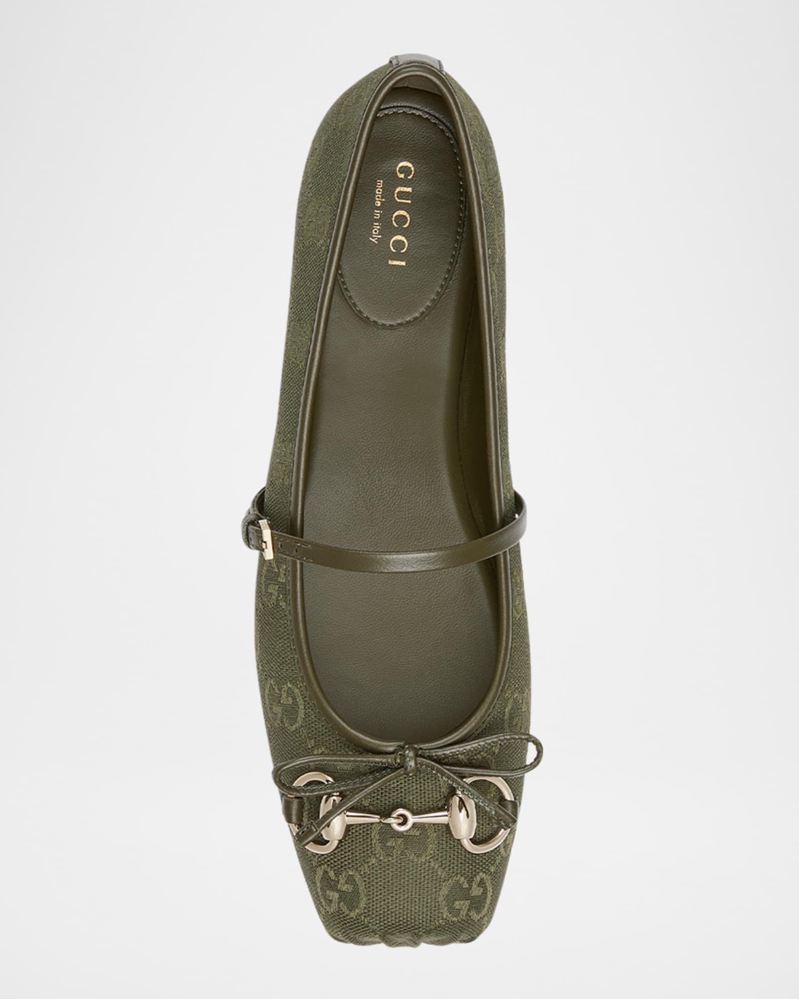 Gucci Canvas GG Horsebit Ballerina Flats | Neiman Marcus