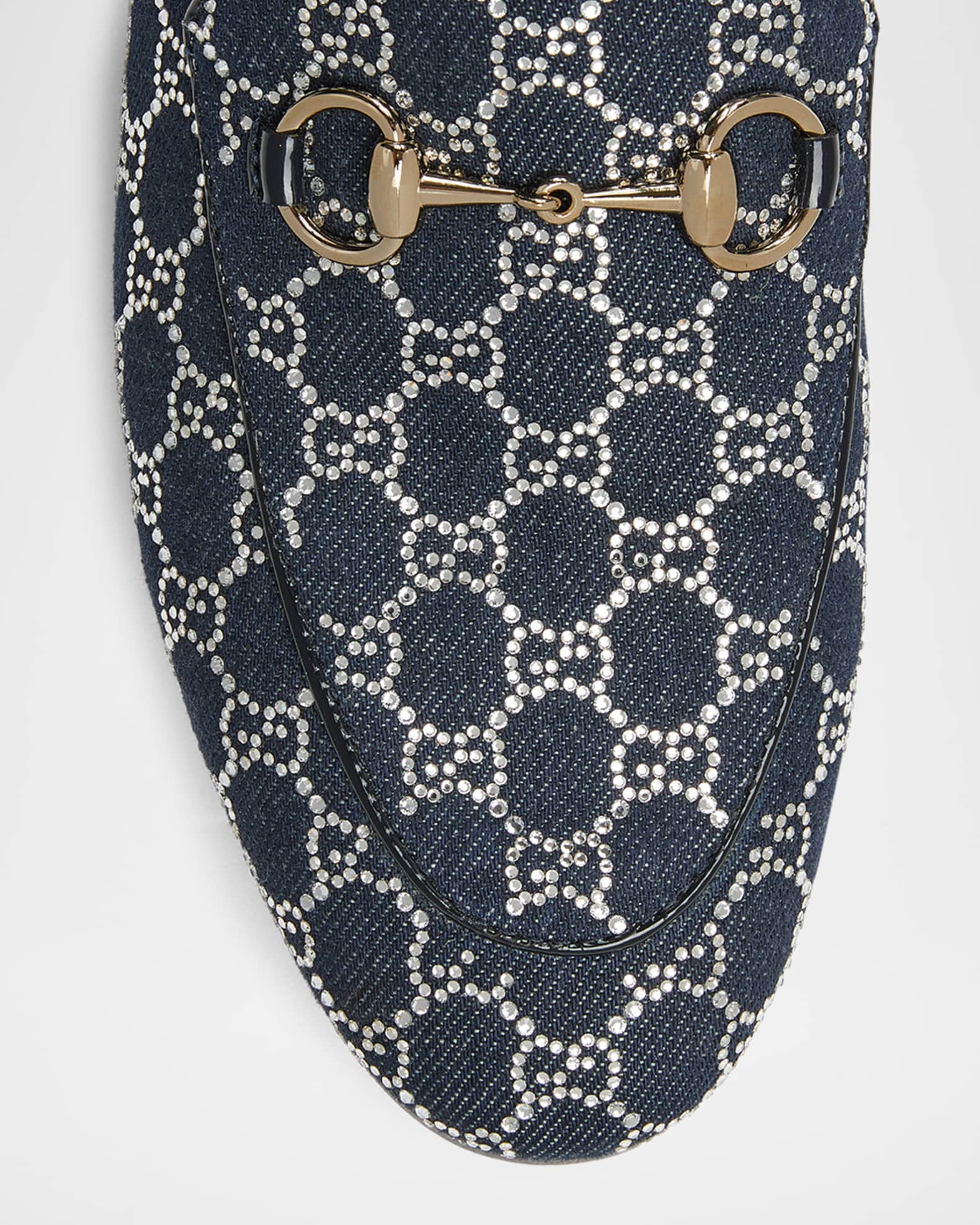 Gucci Denim GG Crystal New Jordaan Loafers | Neiman Marcus